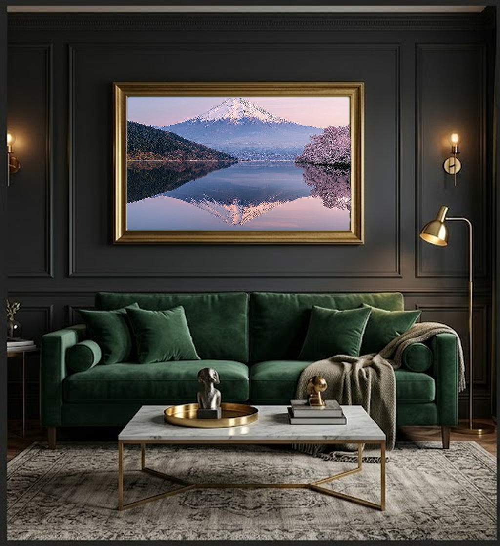 Mount Fuji Canvas Wall Art | Japan Reflection Print, Sacred Mountain Decor, Asian Landscape, Stretched Canvas — japan-fuji-reflection-office-wall-art.jpg