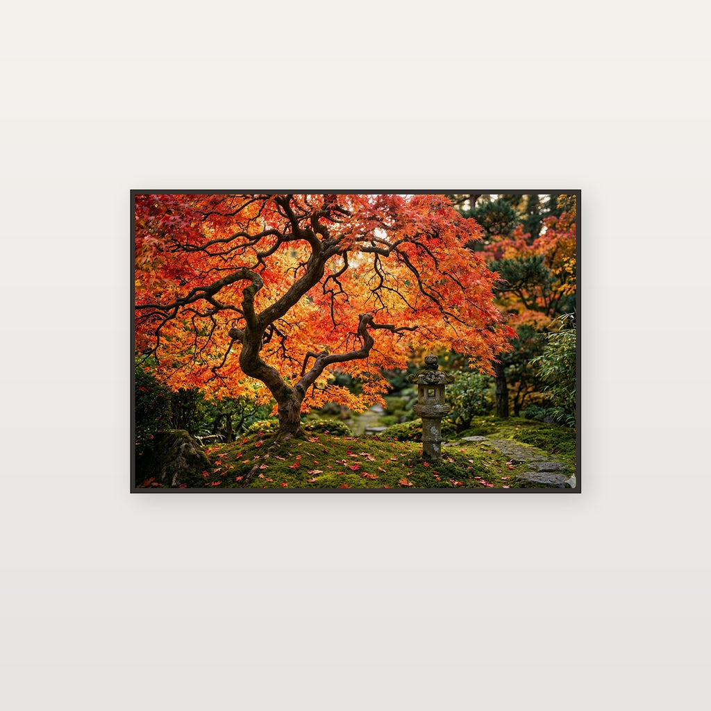 Japanese Maple Canvas Wall Art - Red Autumn Leaves Print, Fall Nature, Asian Decor, Stretched Canvas — japanese maple autumn canvas print