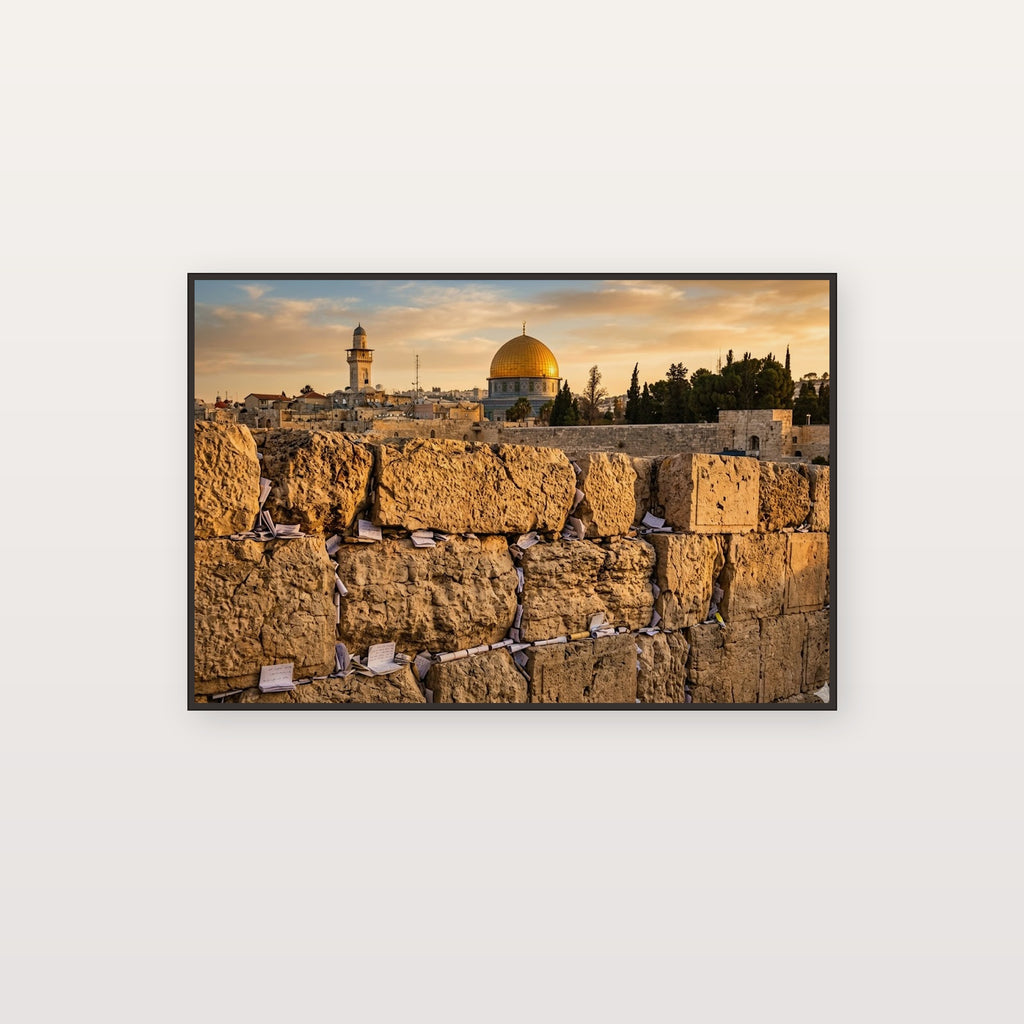 Western Wall Canvas Wall Art - Jerusalem Print, Holy City, Sacred Architecture, Stretched Canvas — jerusalem western wall canvas print
