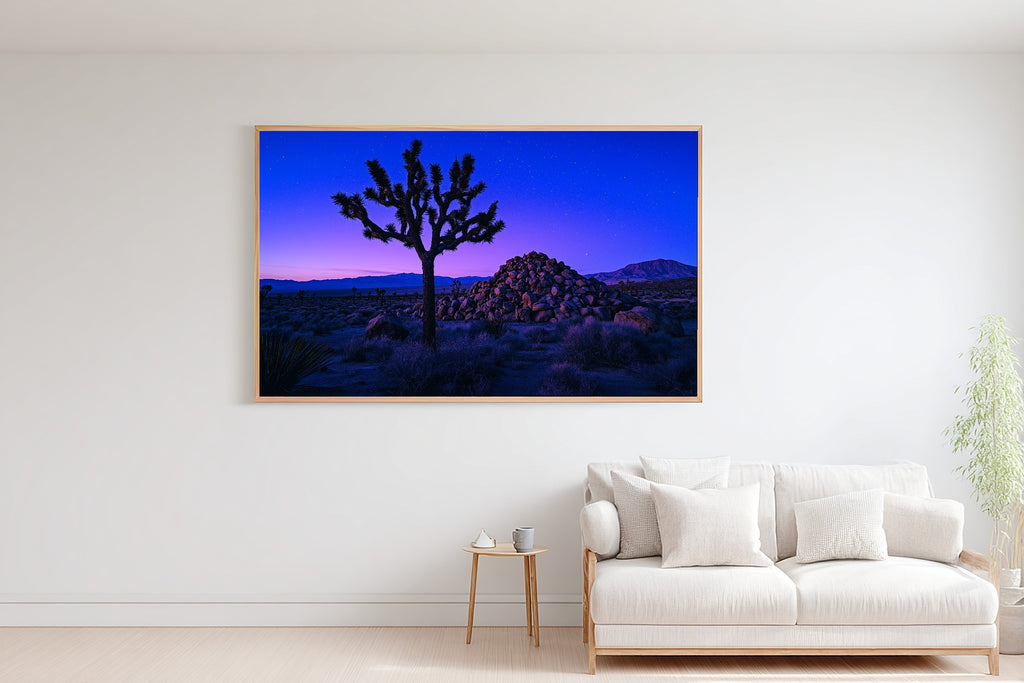 Timeless Joshua Tree Blue Hour — Cozy Studio Wall Art, Warm Living Room Decor, Stretched Canvas, Ready to Hang — joshua-tree-blue-hour-bedroom-wall-art.jpg