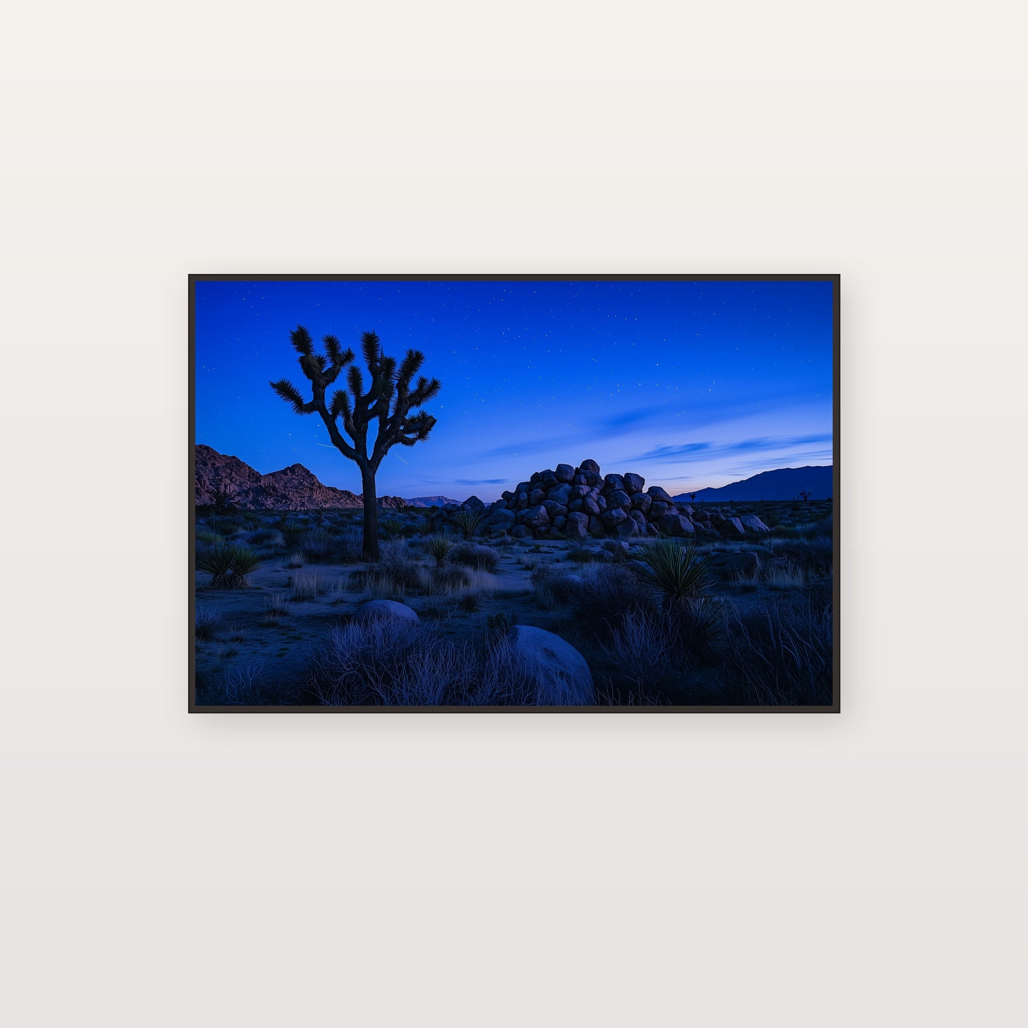Joshua Tree Canvas Wall Art | Blue Hour Desert Print, Southwest Mojave Decor, Stretched Canvas — joshua-tree-blue-hour-canvas-print.jpg