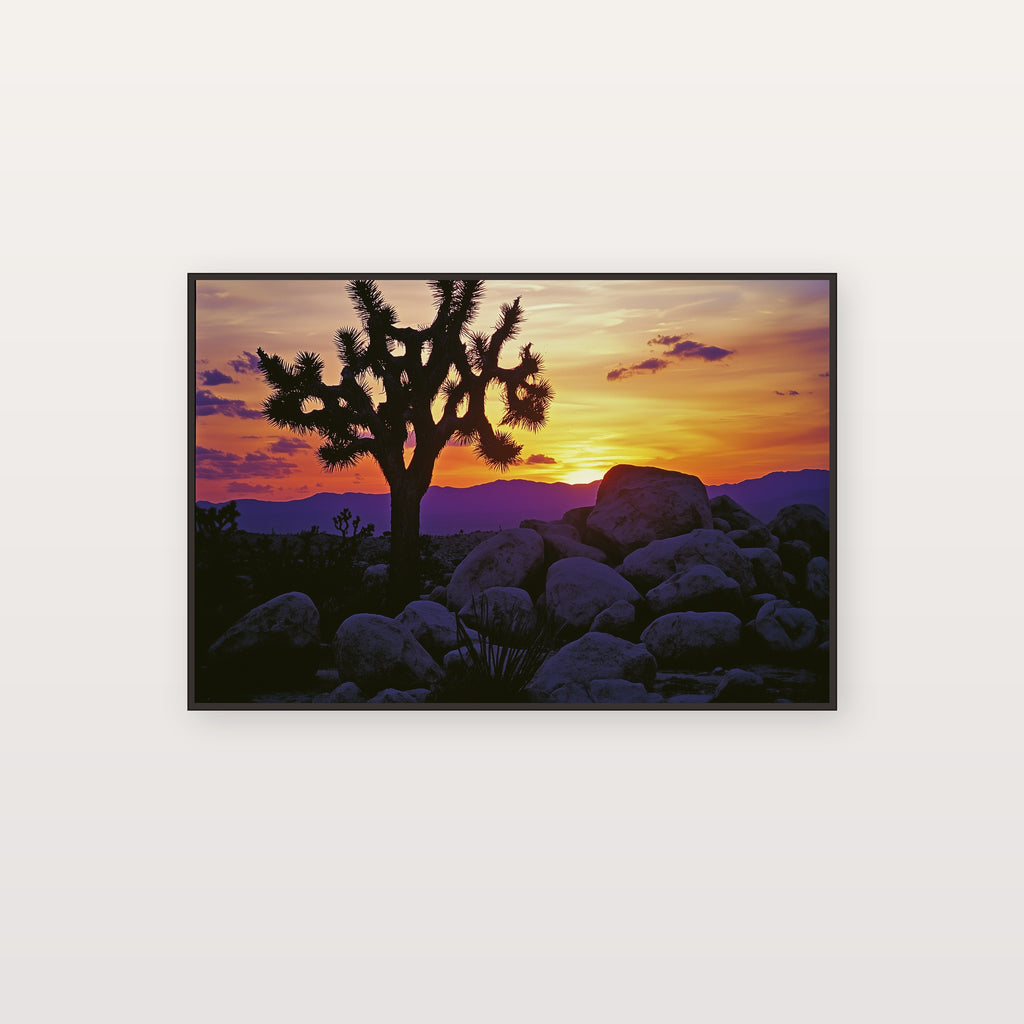 Joshua Tree Canvas Wall Art | Retro Travel Poster Print, Desert 70s Decor, Stretched Canvas — joshua-tree-retro-poster-canvas-print.jpg
