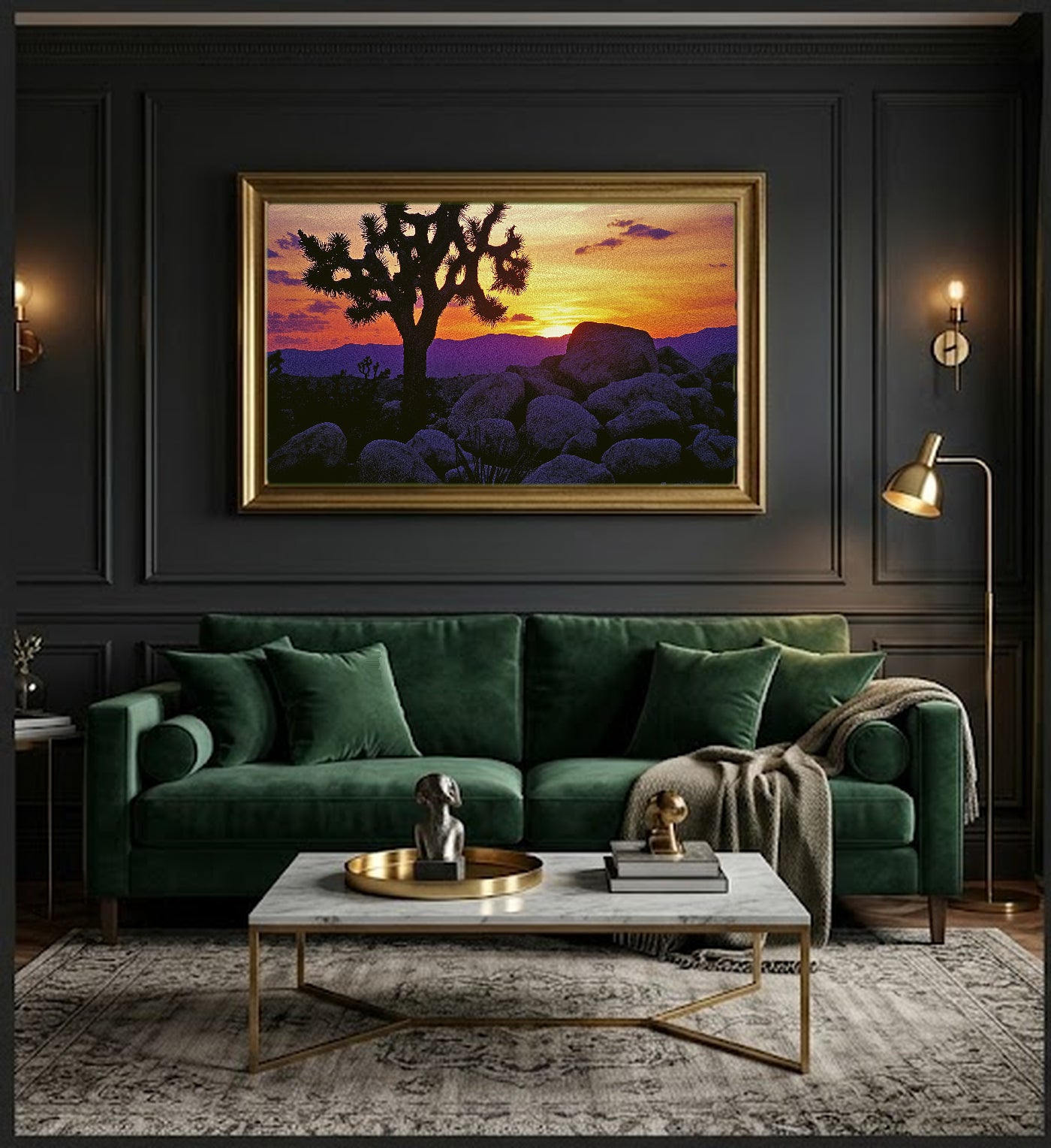 Joshua Tree Canvas Wall Art | Retro Travel Poster Print, Desert 70s Decor, Stretched Canvas — joshua-tree-retro-poster-office-wall-art.jpg