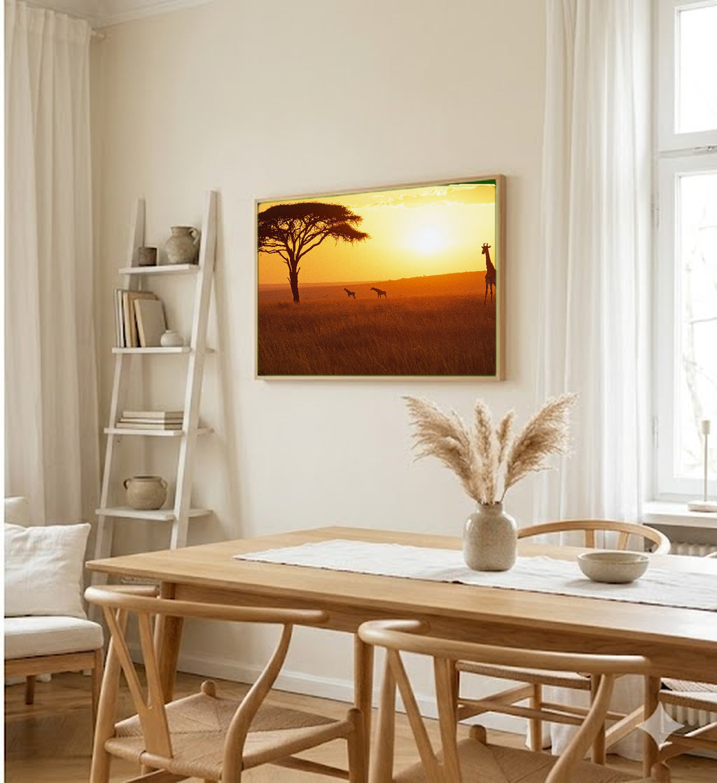 Maasai Mara Canvas Wall Art | Kenya Safari Print, African Savanna, Wildlife Decor, Stretched Canvas — kenya-maasai-mara-dining-room-wall-art.jpg