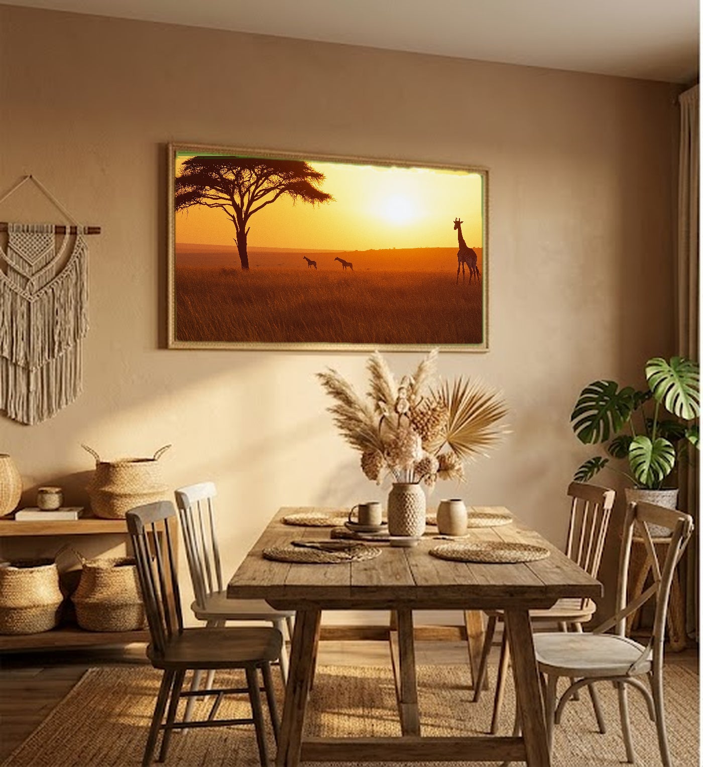 Maasai Mara Canvas Wall Art | Kenya Safari Print, African Savanna, Wildlife Decor, Stretched Canvas — kenya-maasai-mara-hallway-wall-art.jpg