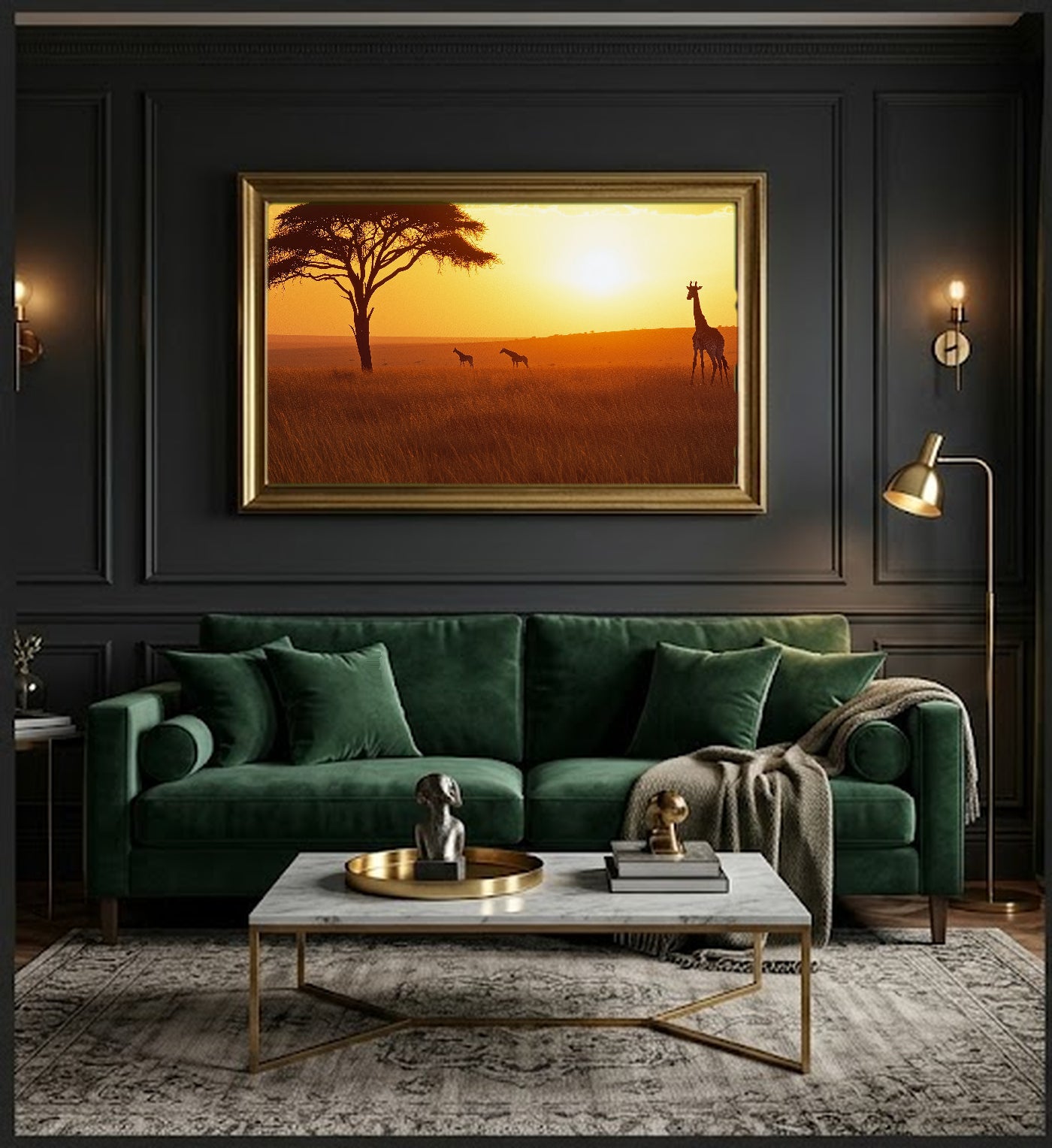 Maasai Mara Canvas Wall Art | Kenya Safari Print, African Savanna, Wildlife Decor, Stretched Canvas — kenya-maasai-mara-office-wall-art.jpg
