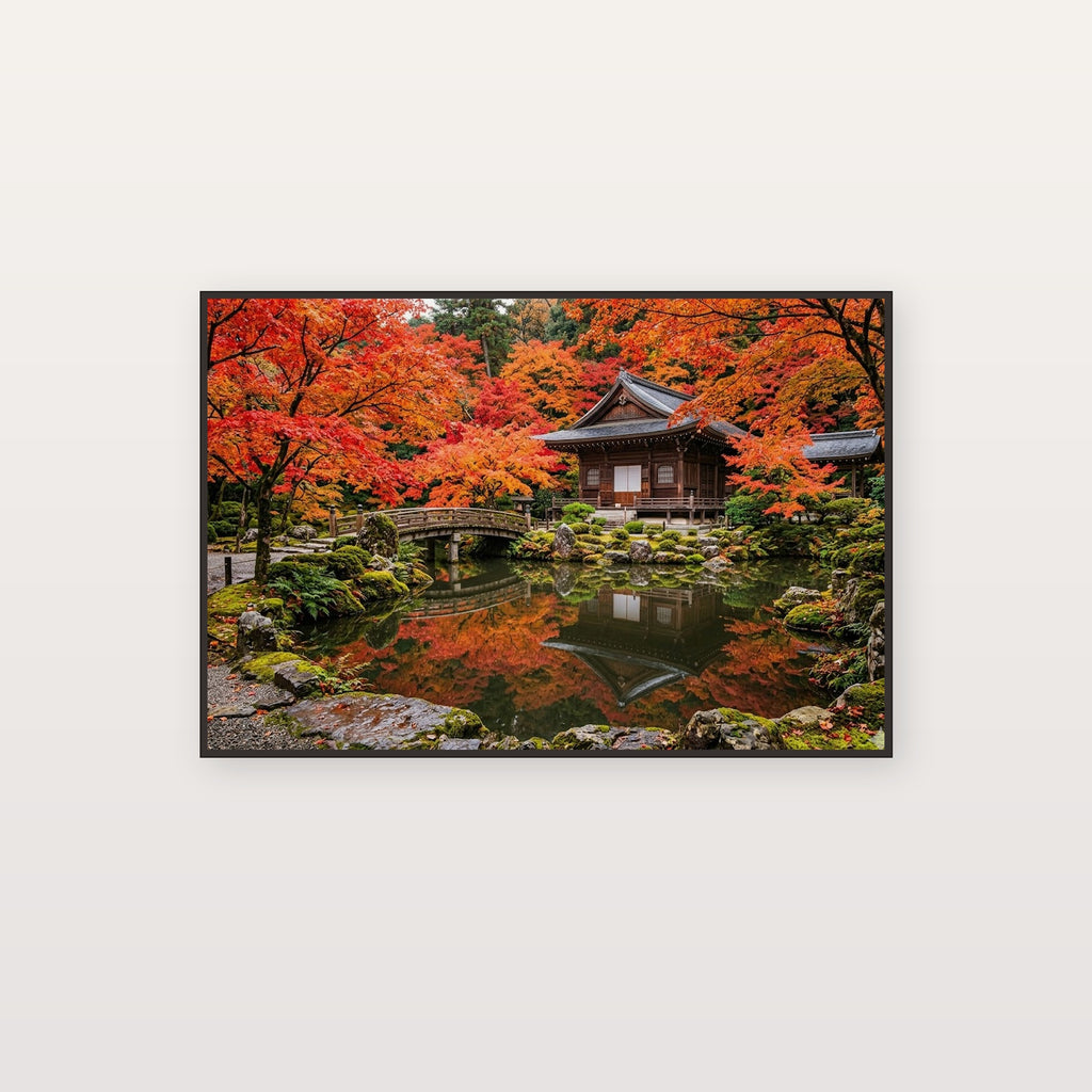 Kyoto Autumn Temple Canvas Wall Art - Japanese Garden Print, Red Maple, Fall Decor, Stretched Canvas — kyoto autumn temple canvas print