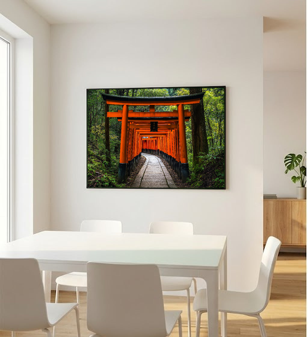 Fushimi Inari Canvas Wall Art | Kyoto Torii Gates Print, Japanese Shrine, Asian Decor, Stretched Canvas — kyoto-fushimi-torii-bedroom-wall-art.jpg
