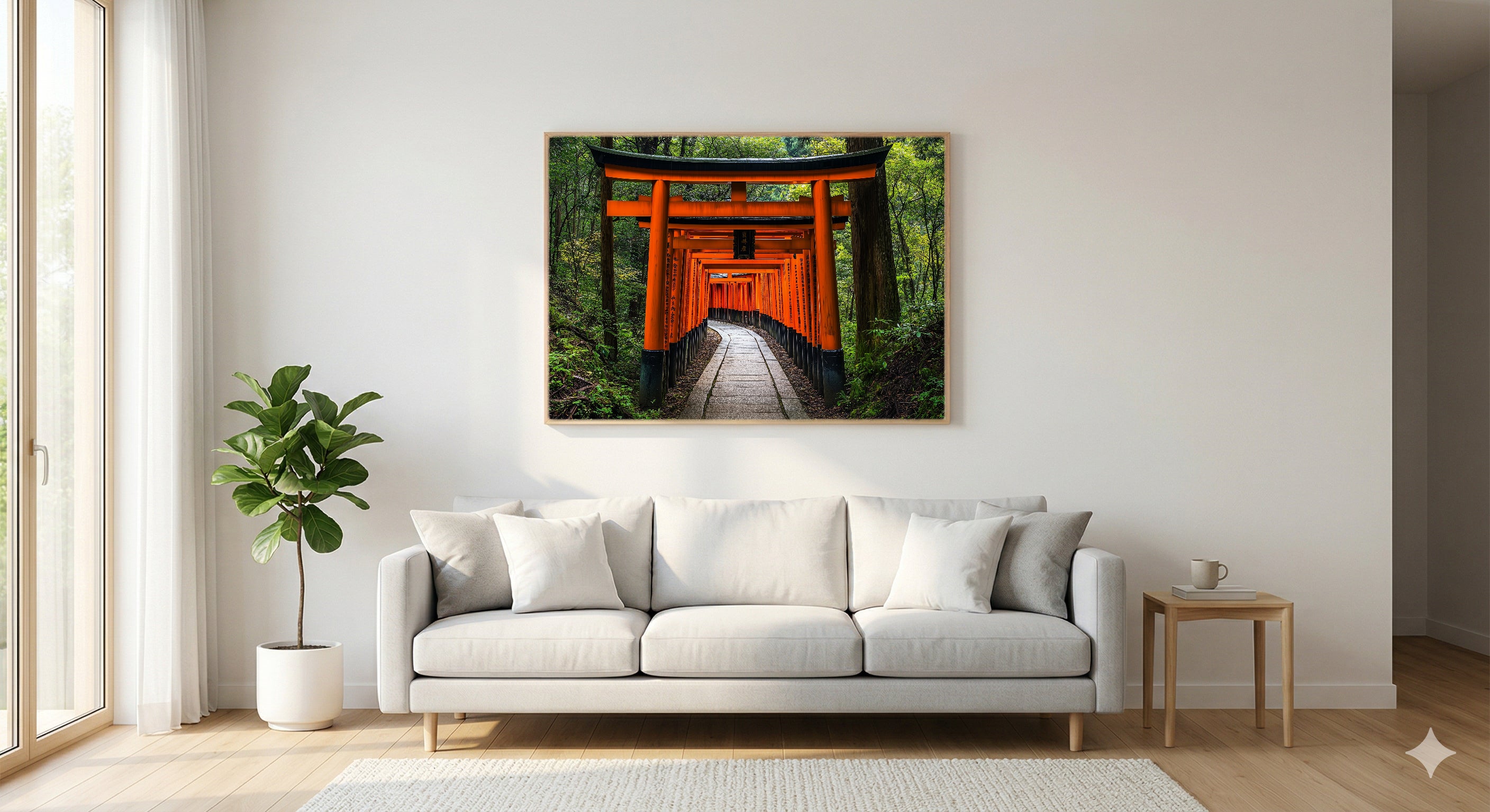 Fushimi Inari Canvas Wall Art | Kyoto Torii Gates Print, Japanese Shrine, Asian Decor, Stretched Canvas — kyoto-fushimi-torii-living-room-wall-art.jpg