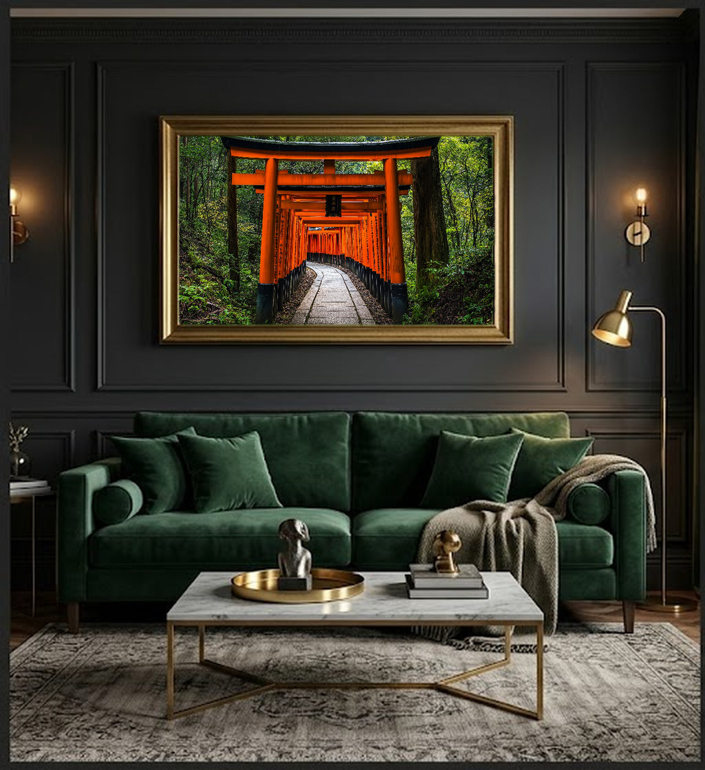 Fushimi Inari Canvas Wall Art | Kyoto Torii Gates Print, Japanese Shrine, Asian Decor, Stretched Canvas — kyoto-fushimi-torii-office-wall-art.jpg