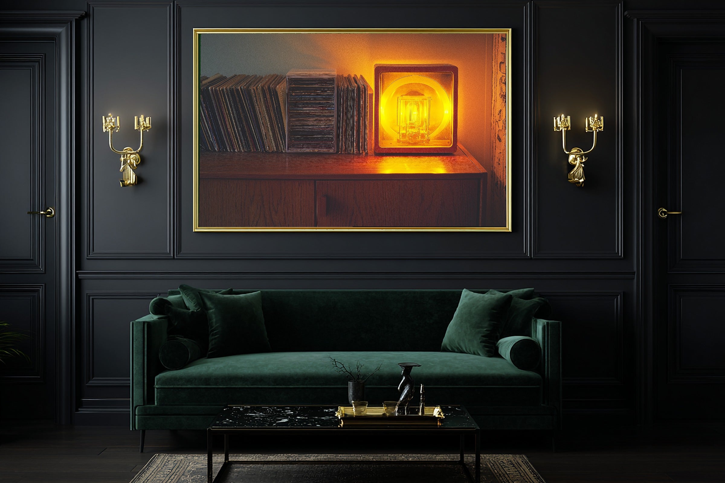 Deep Winter Night Lapland Cabin Aurora — Glowing Midnight Wall Art, Warm Bedroom Decor, Stretched Canvas, Ready to Hang — lapland-cabin-aurora-office-wall-art.jpg