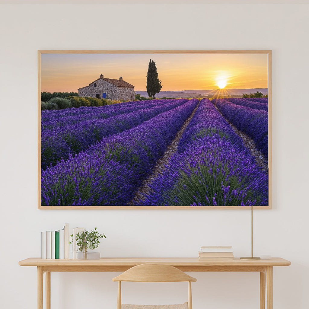 Hand-picked Lavender Provence Sunset Giclée Print — Stunning Romantic Old-World for the Dining Room — lavender-provence-sunset-canvas-print.jpg