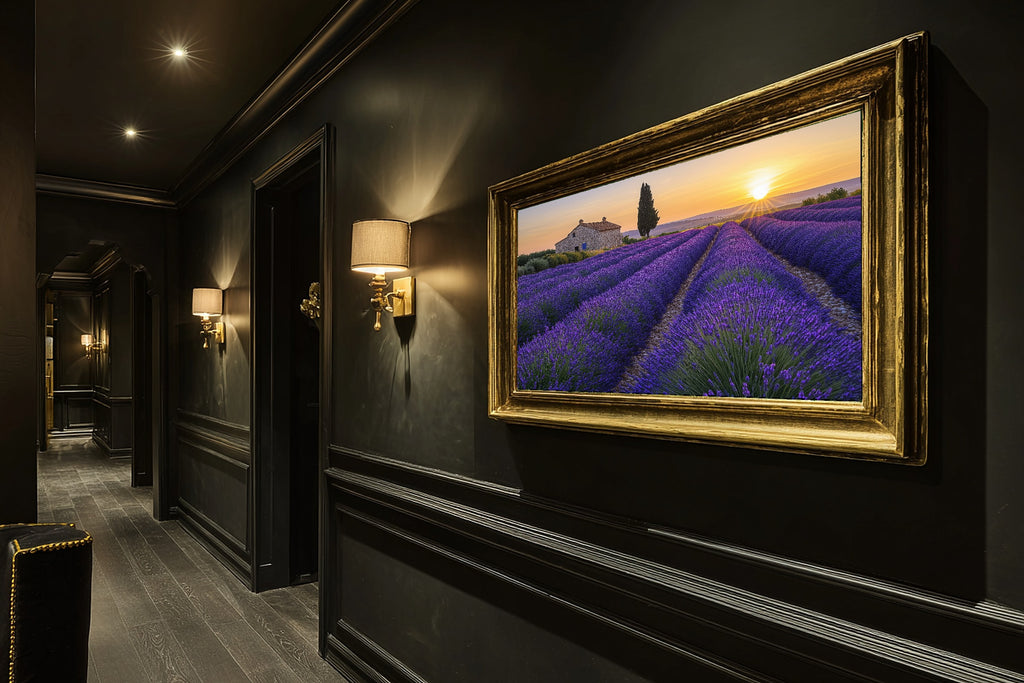 Hand-picked Lavender Provence Sunset Giclée Print — Stunning Romantic Old-World for the Dining Room — lavender-provence-sunset-hallway-wall-art.jpg