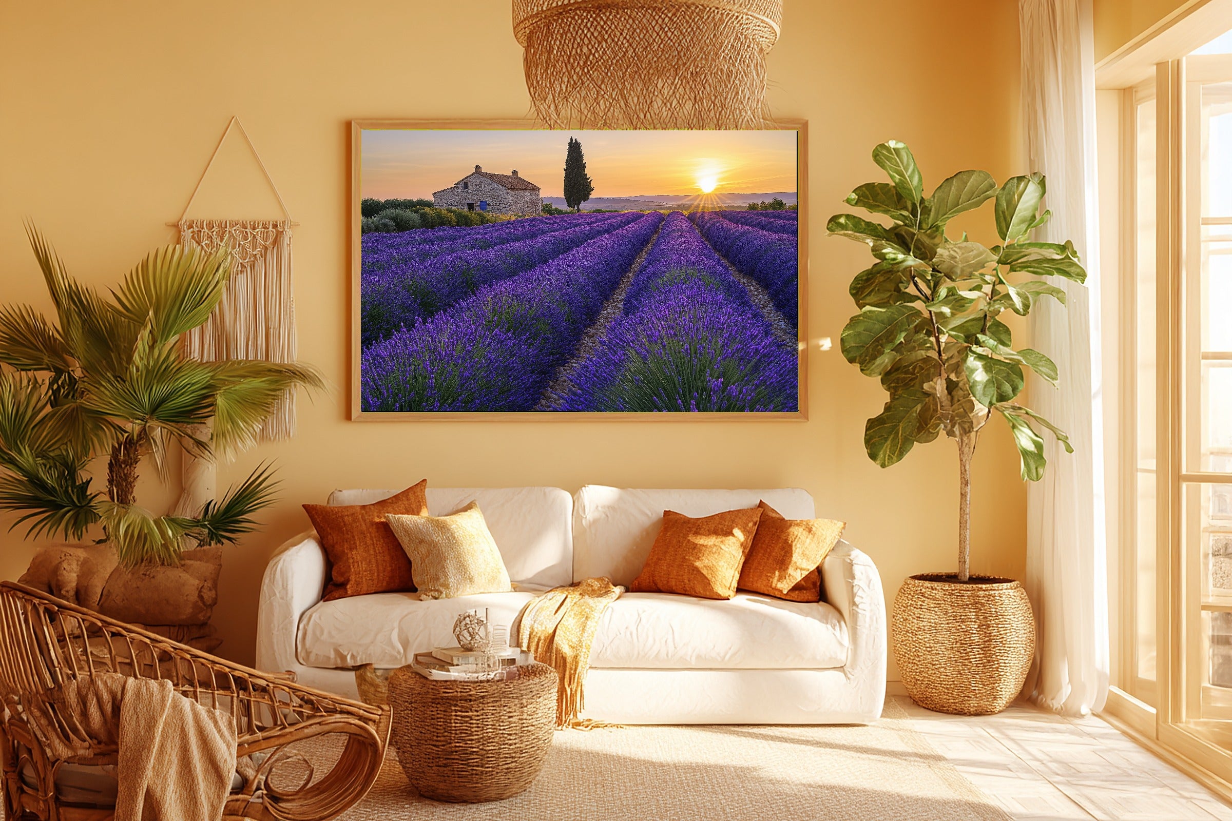 Hand-picked Lavender Provence Sunset Giclée Print — Stunning Romantic Old-World for the Dining Room — lavender-provence-sunset-room-5-wall-art.jpg
