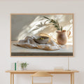 Layered Linen Travertine Still Canvas Wall Art for the Bedroom, Soft Painterly Print, Soft Dreamy Glow, Gift for Creatives — layered-linen-travertine-still-canvas-print.jpg
