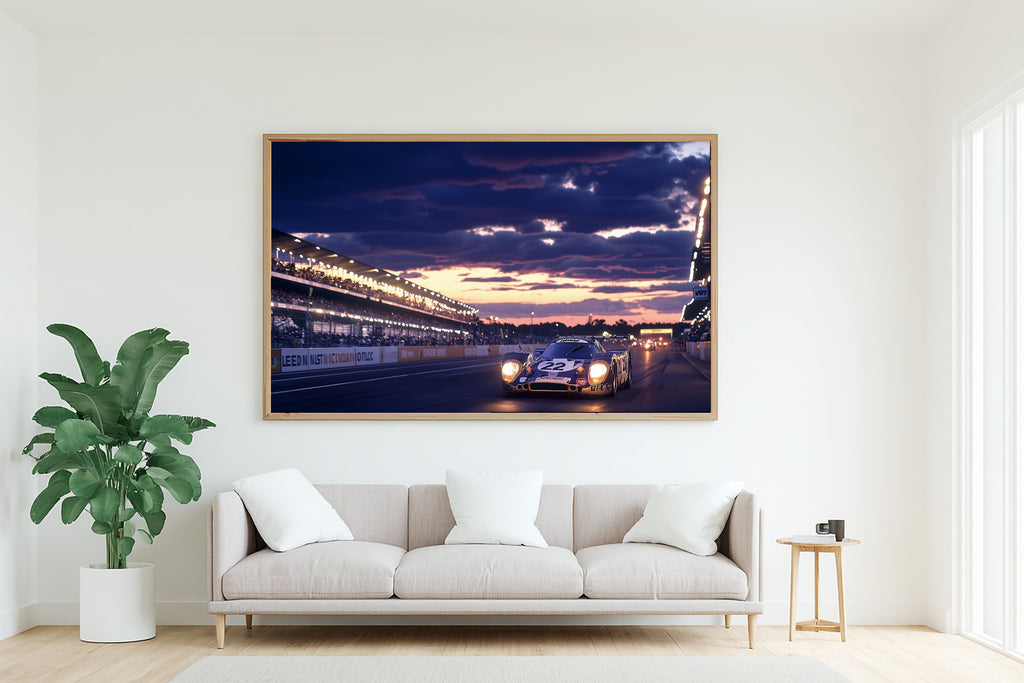 Le Mans 24H Retro Poster Print on Stretched Canvas — Dreamy Warm Gallery for the Living Room, Gift for the Art Lover in Your Life — le-mans-24h-retro-poster-living-room-wall-art.jpg