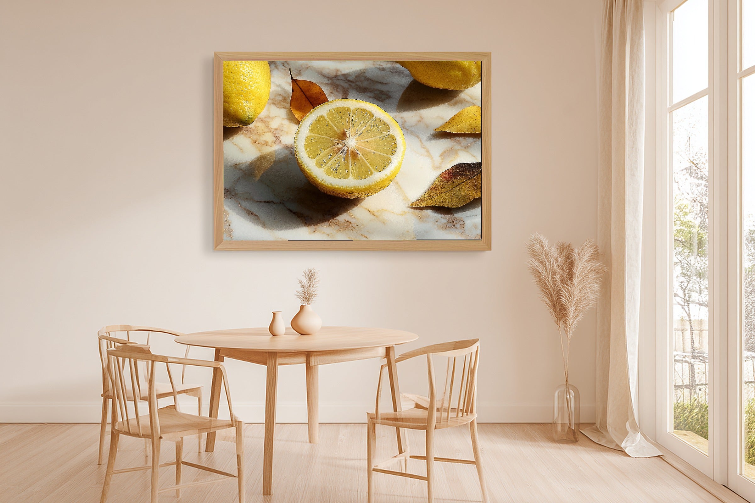 Lemon Half Marble Table Museum-Quality Canvas, Patina-Blue Abstract Art, Home Office Wall Decor, Gift for Home Owners — lemon-half-marble-table-dining-room-wall-art.jpg