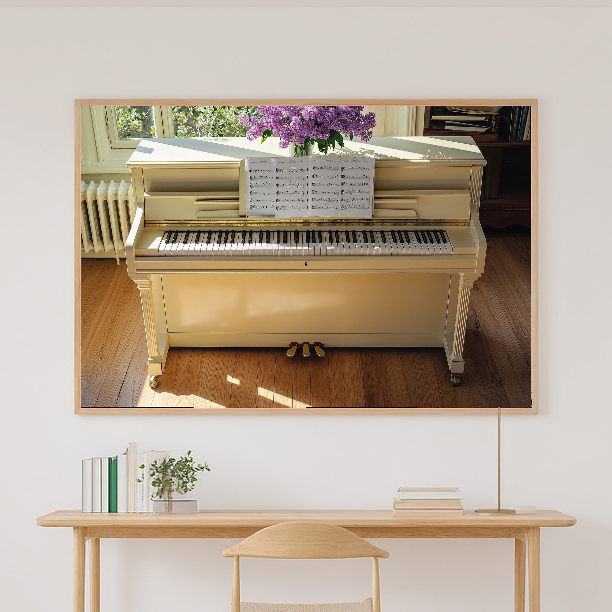 Light Academia Cream Piano Lilacs Museum-Quality Canvas, Soft Painterly Print Wall Art, Bedroom Gallery Wall, Gift Under 100 — light-academia-cream-piano-lilacs-canvas-print.jpg