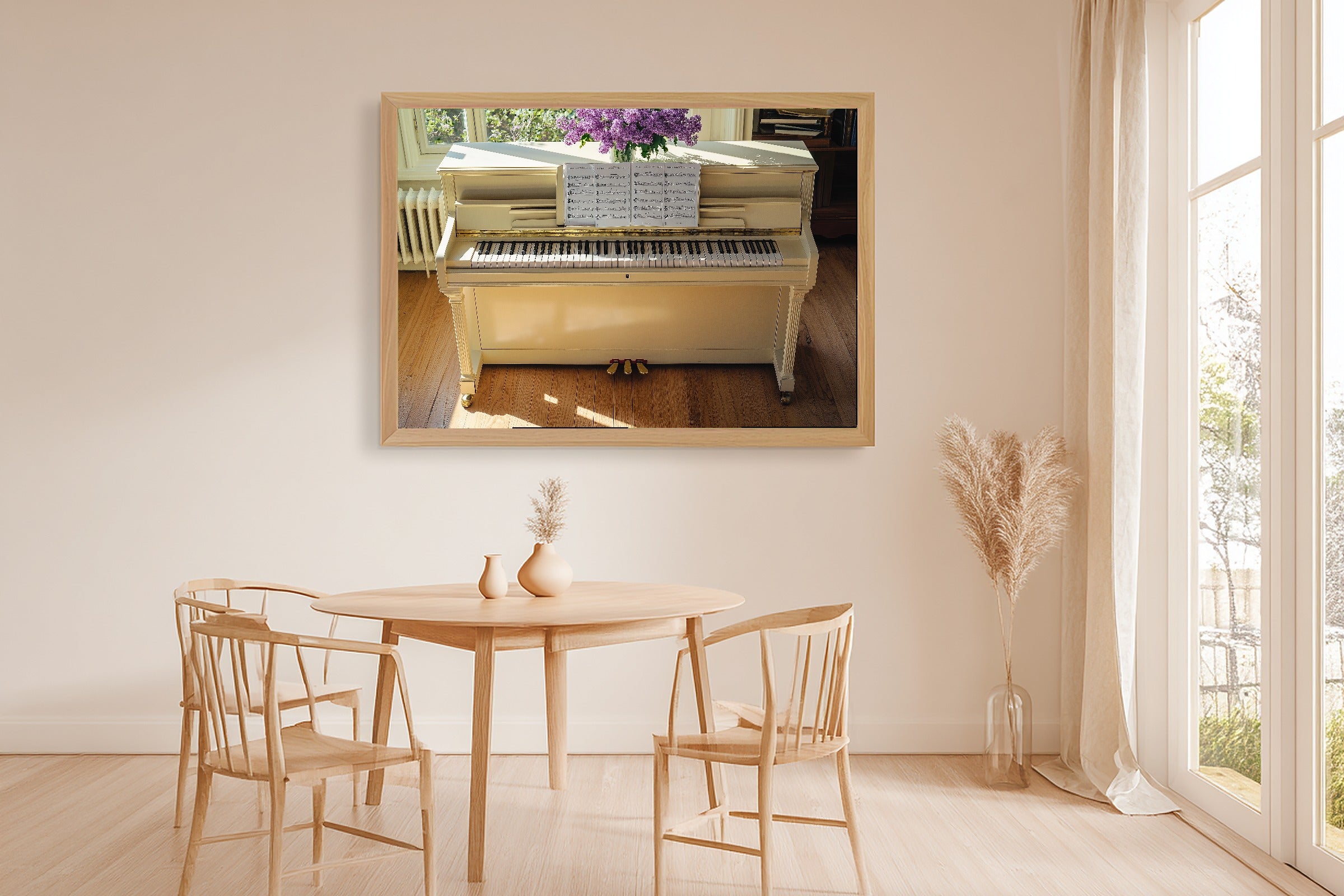 Light Academia Cream Piano Lilacs Museum-Quality Canvas, Soft Painterly Print Wall Art, Bedroom Gallery Wall, Gift Under 100 — light-academia-cream-piano-lilacs-dining-room-wall-art.jpg