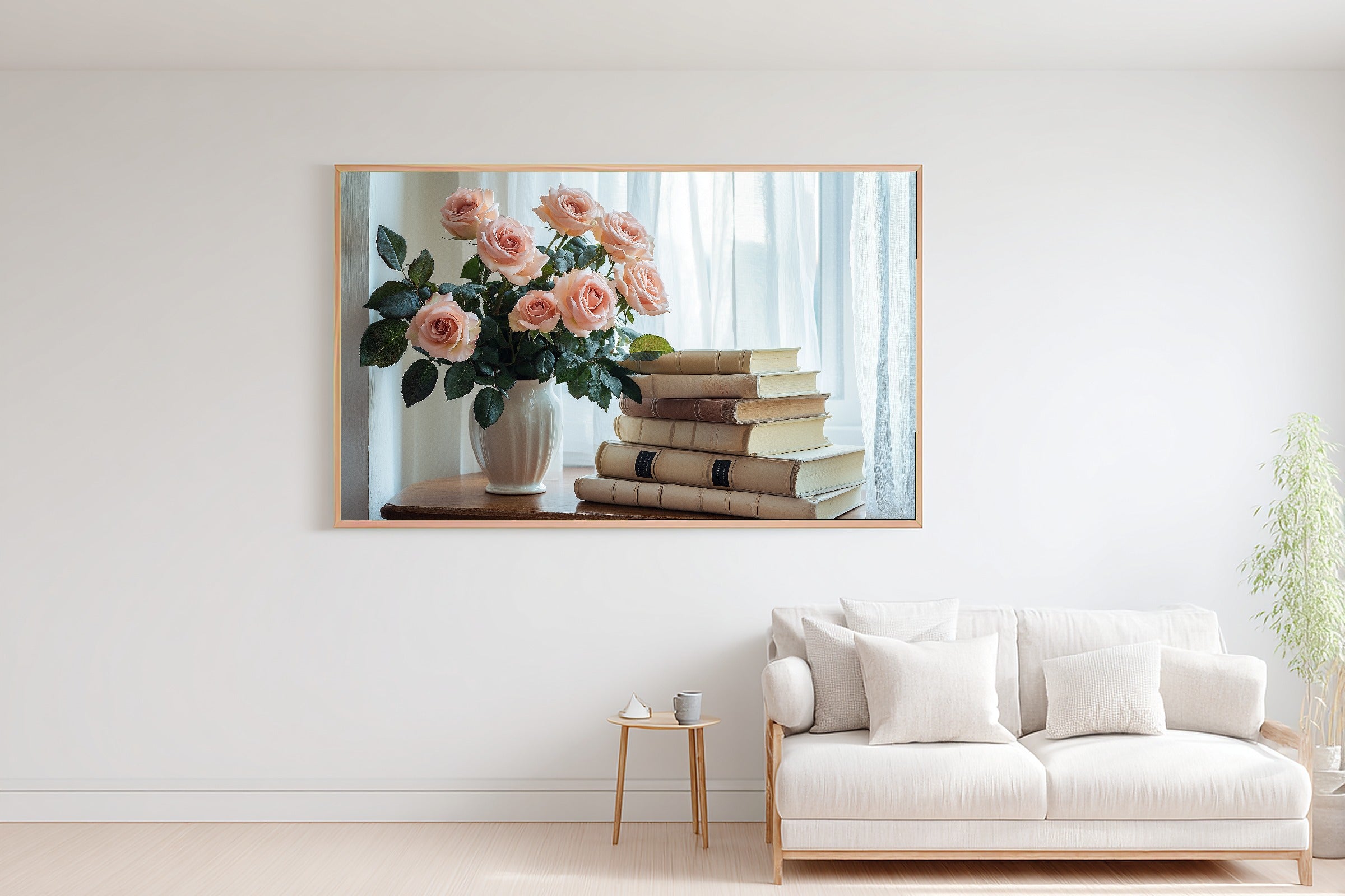 Light Academia Ivory Library Roses Museum-Quality Canvas, Soft Painterly Print Gallery Print, Above-the-Home Office Decor — light-academia-ivory-library-roses-bedroom-wall-art.jpg