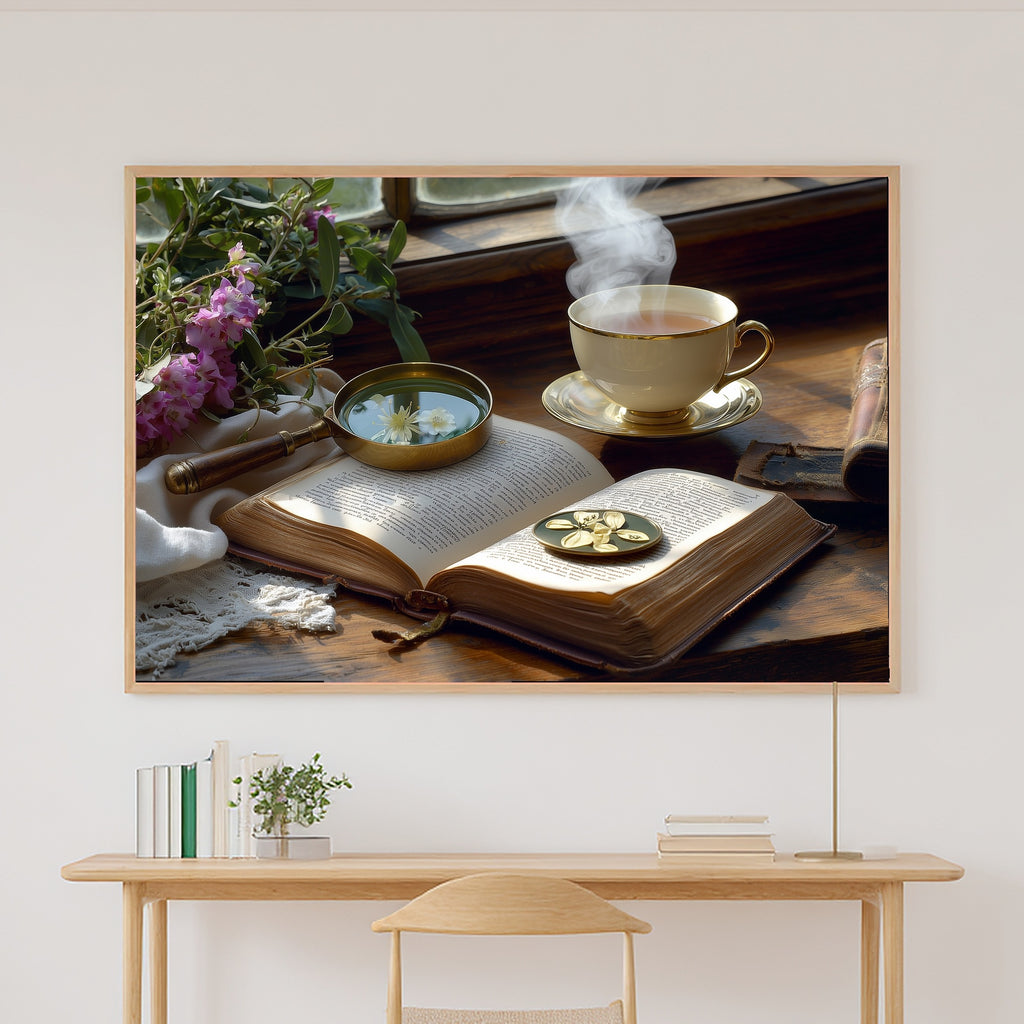 Light Academia Scholars Desk Teacup Canvas Wall Art | Warm Gallery Wall Art | Living Room Decor | Mother's Day Gift Idea — light-academia-scholars-desk-teacup-canvas-print.jpg