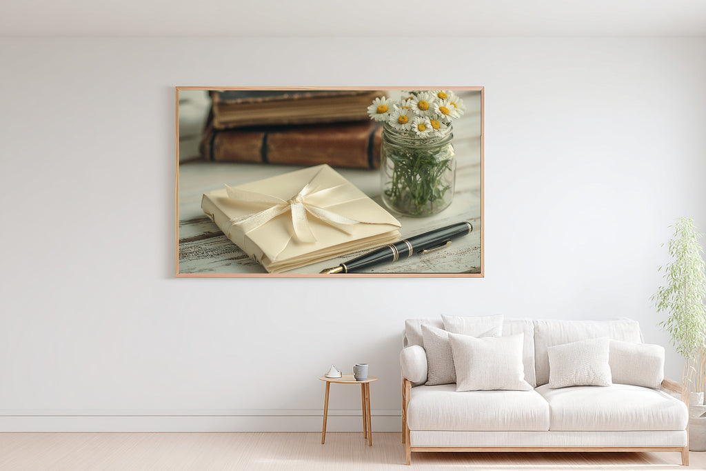 Light Academia Vellum Letters Daisies Canvas Print, Dreamy Timeless Artwork, Home Office Wall Decor, Birthday Gift for Her — light-academia-vellum-letters-daisies-bedroom-wall-art.jpg