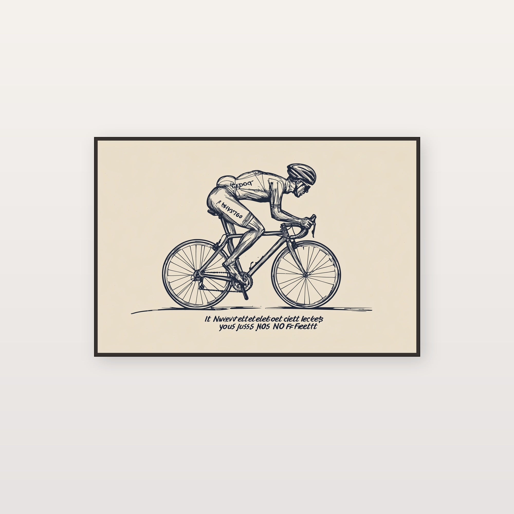 Line Art Cyclist Canvas Wall Art | Stoic Quote Print, Minimalist Cycling Decor, Stretched Canvas — line-cyclist-stoic-quote-canvas-print.jpg