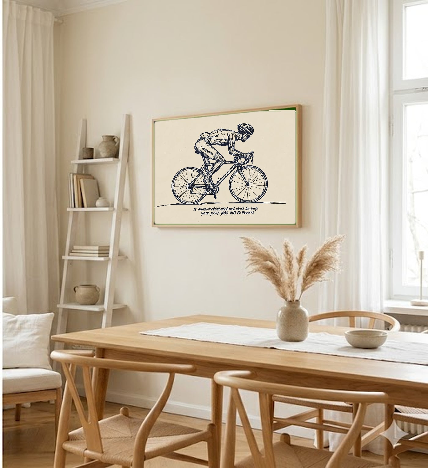 Line Art Cyclist Canvas Wall Art | Stoic Quote Print, Minimalist Cycling Decor, Stretched Canvas — line-cyclist-stoic-quote-dining-room-wall-art.jpg