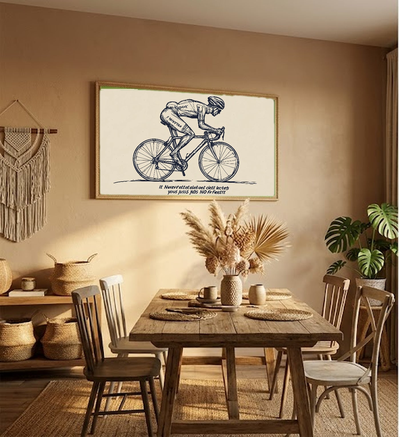 Line Art Cyclist Canvas Wall Art | Stoic Quote Print, Minimalist Cycling Decor, Stretched Canvas — line-cyclist-stoic-quote-hallway-wall-art.jpg
