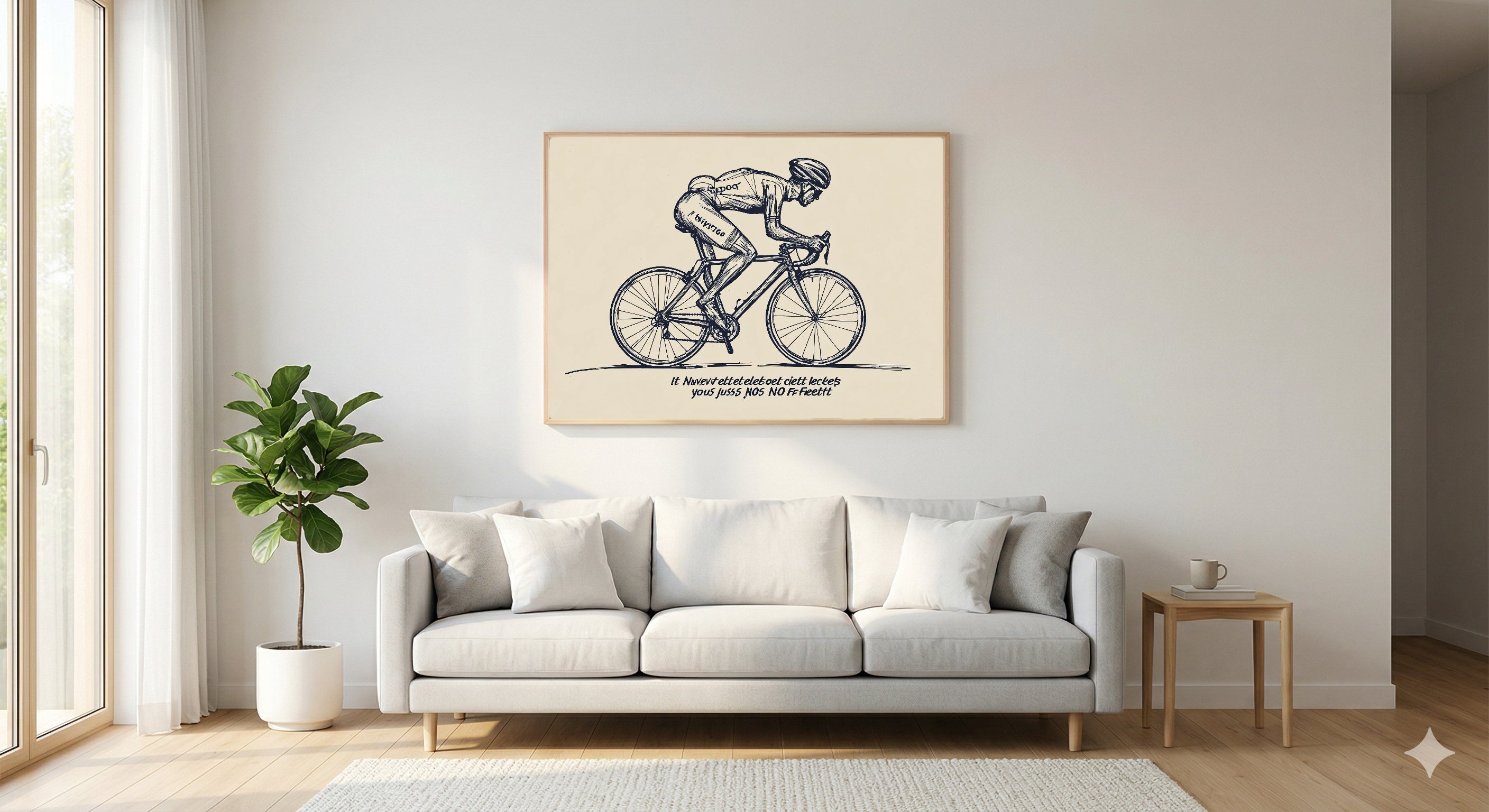Line Art Cyclist Canvas Wall Art | Stoic Quote Print, Minimalist Cycling Decor, Stretched Canvas — line-cyclist-stoic-quote-living-room-wall-art.jpg