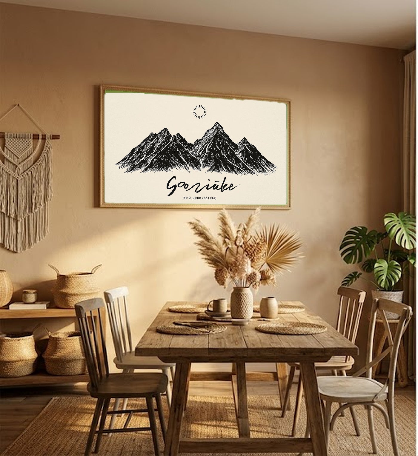 Line Mountain Canvas Wall Art | Go Outside Quote Print, Minimalist Hiking Decor, Stretched Canvas — line-mountain-go-outside-hallway-wall-art.jpg