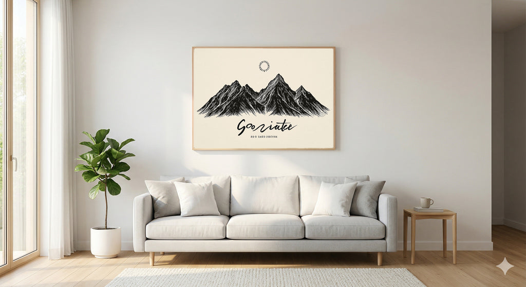 Line Mountain Canvas Wall Art | Go Outside Quote Print, Minimalist Hiking Decor, Stretched Canvas — line-mountain-go-outside-living-room-wall-art.jpg
