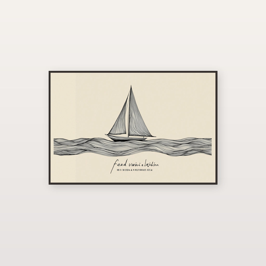 Line Sailboat Canvas Wall Art | Fair Winds Quote Print, Minimalist Coastal Decor, Stretched Canvas — line-sailboat-fair-winds-canvas-print.jpg