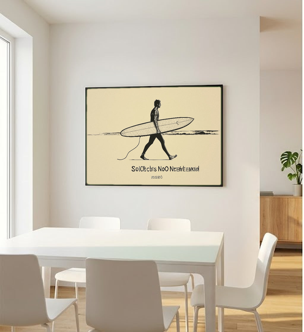Line Art Surfer Canvas Wall Art | Salt Cures Quote Print, Minimalist Coastal Decor, Stretched Canvas — line-surfer-salt-cures-bedroom-wall-art.jpg