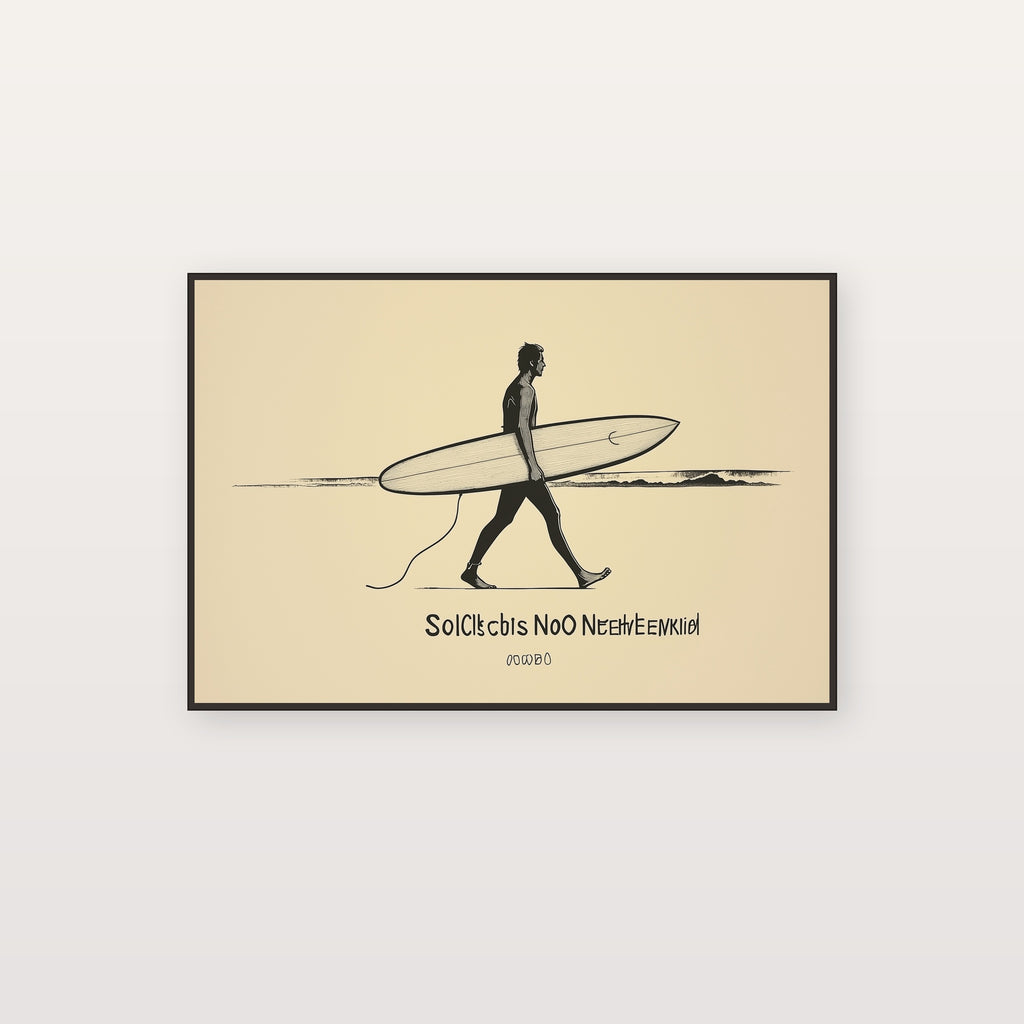 Line Art Surfer Canvas Wall Art | Salt Cures Quote Print, Minimalist Coastal Decor, Stretched Canvas — line-surfer-salt-cures-canvas-print.jpg