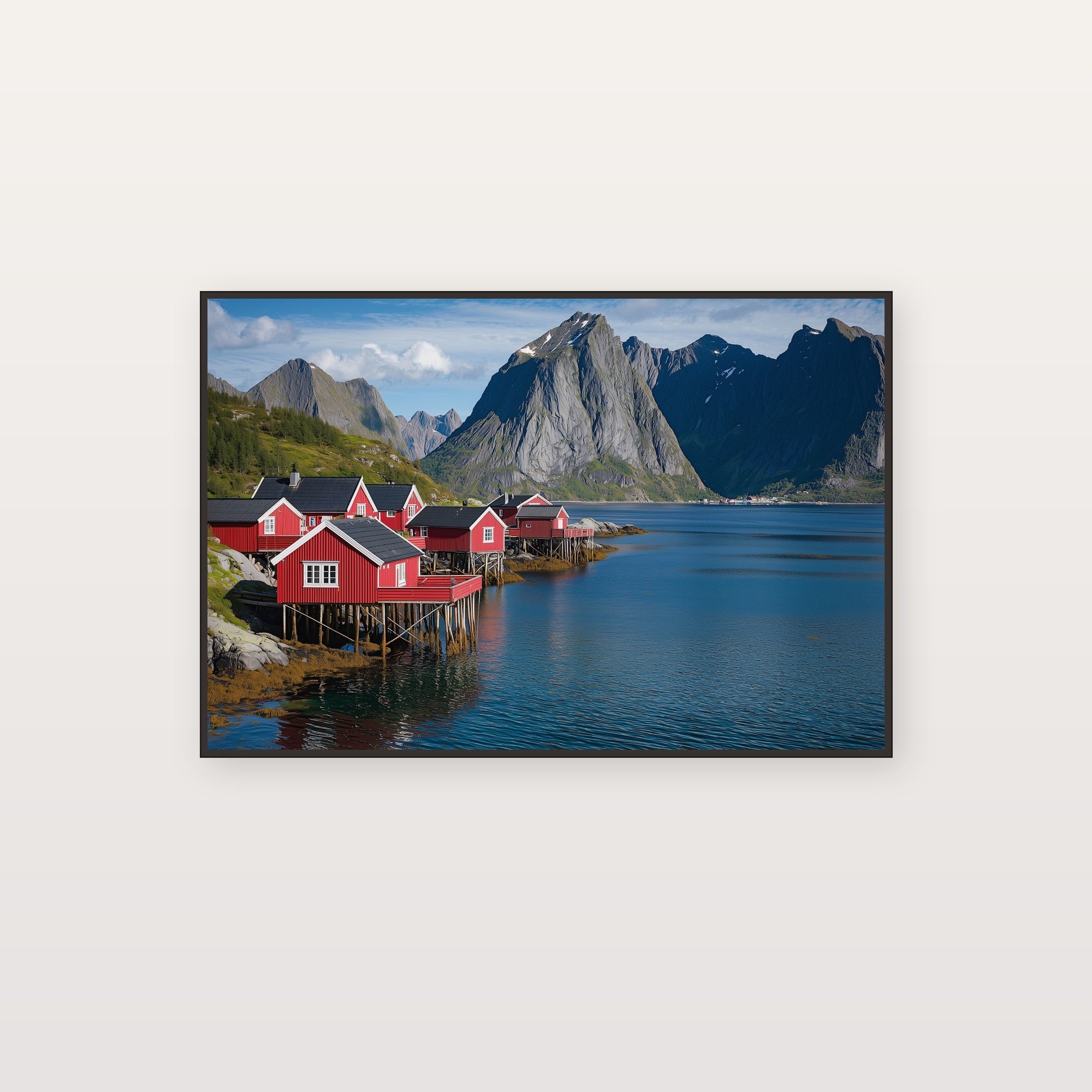 Lofoten Canvas Wall Art | Norway Fishing Village Print, Nordic Decor, Arctic Beauty, Stretched Canvas — lofoten-fishing-village-canvas-print.jpg