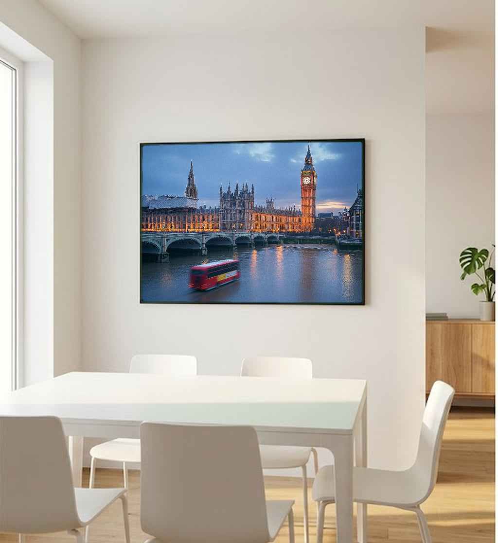 London Big Ben Canvas Wall Art | Thames River Print, UK Cityscape, British Decor, Stretched Canvas — london-big-ben-bedroom-wall-art.jpg