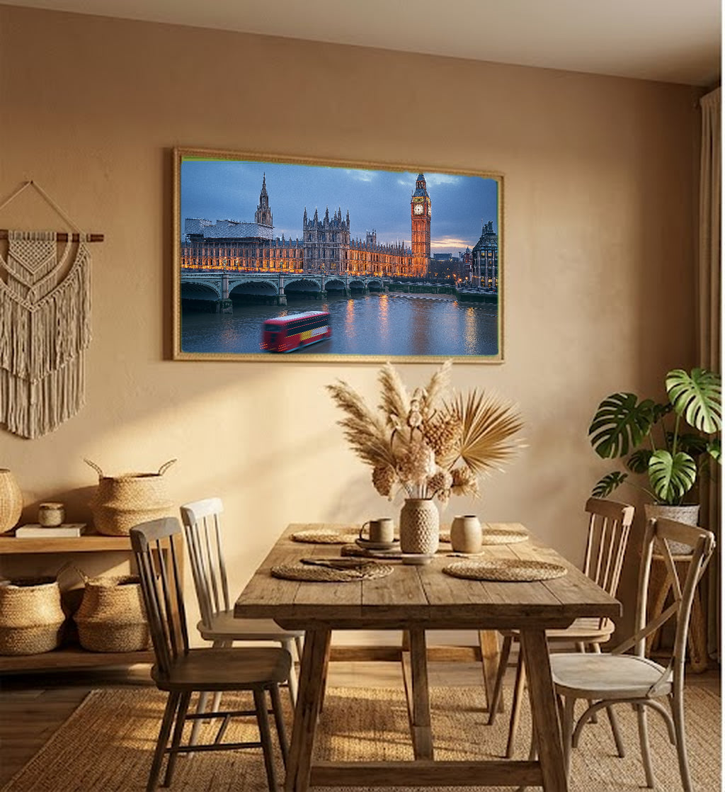 London Big Ben Canvas Wall Art | Thames River Print, UK Cityscape, British Decor, Stretched Canvas — london-big-ben-hallway-wall-art.jpg