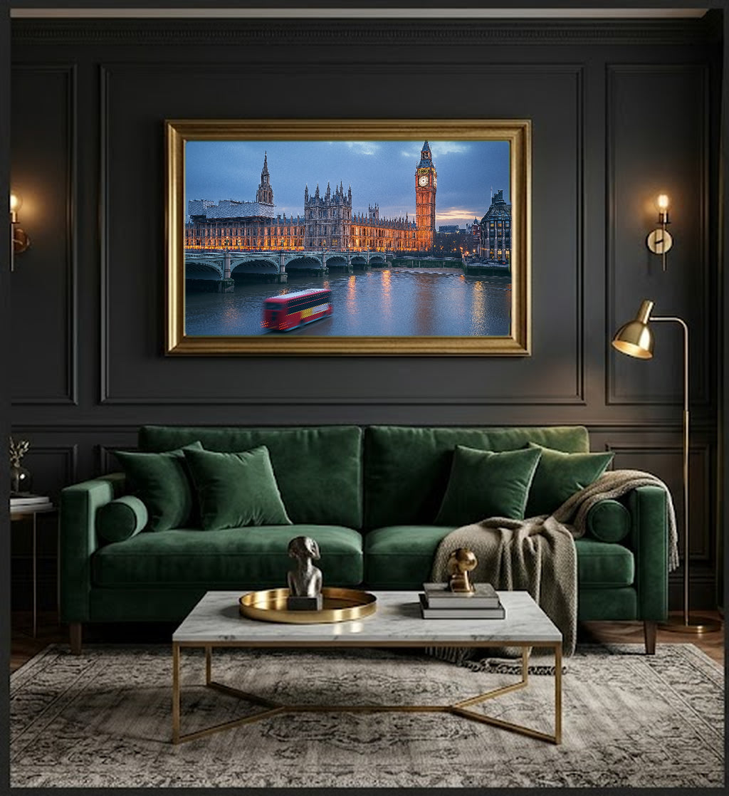 London Big Ben Canvas Wall Art | Thames River Print, UK Cityscape, British Decor, Stretched Canvas — london-big-ben-office-wall-art.jpg