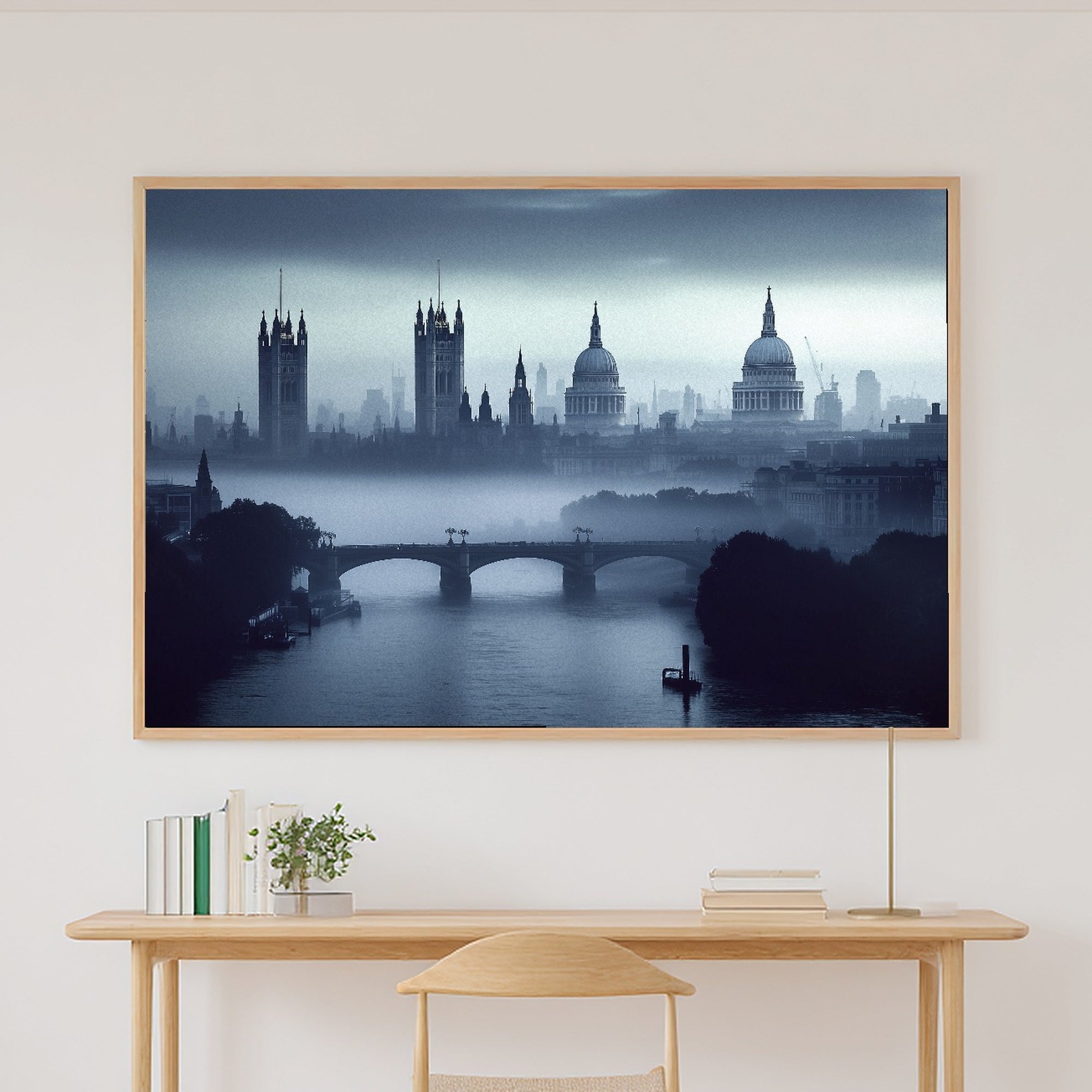 Dreamy London Skyline Fog — Golden-Hour Skyline Wall Art, Warm Modern Loft Decor, Stretched Canvas, Ready to Hang — london-skyline-fog-canvas-print.jpg