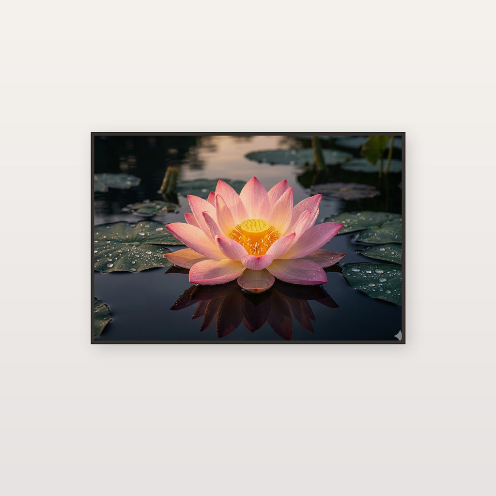 Sacred Lotus Canvas Wall Art - Spiritual Flower Print, Enlightenment, Meditation Decor, Stretched Canvas — lotus sacred bloom canvas print