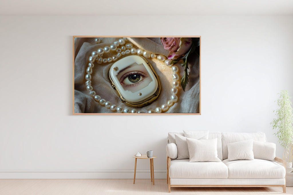 Lovers Eye Ivory Locket Pearls Canvas Print, Soft Dreamy Glow, Bedroom Focal Point, Premium Canvas, Thoughtful Housewarming Gift — lovers-eye-ivory-locket-pearls-bedroom-wall-art.jpg
