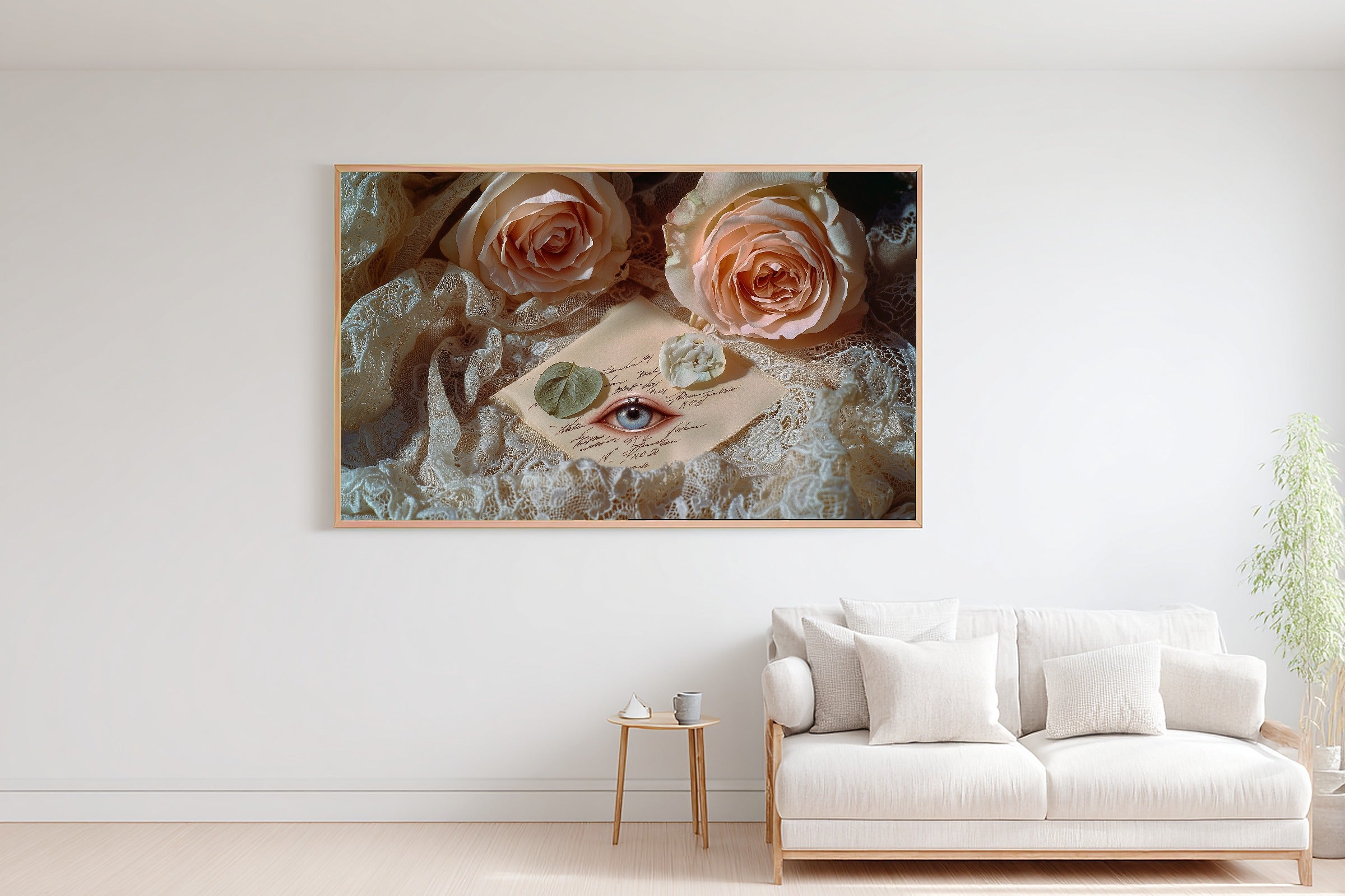 Lovers Eye Pressed Roses Lace Giclée Canvas Print, Warm Gallery Wall Art Home Decor Print, Living Room Statement Piece — lovers-eye-pressed-roses-lace-bedroom-wall-art.jpg