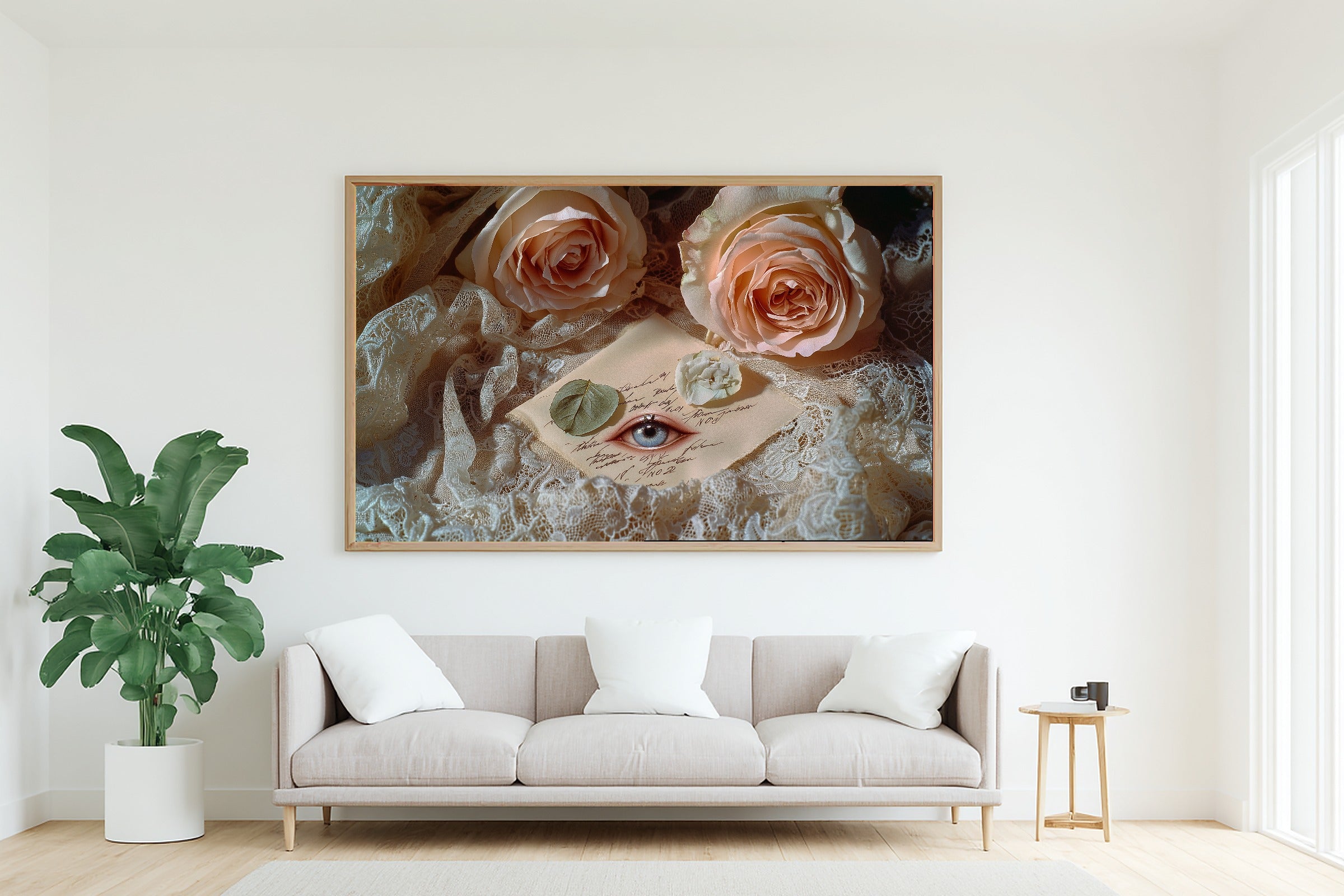 Lovers Eye Pressed Roses Lace Giclée Canvas Print, Warm Gallery Wall Art Home Decor Print, Living Room Statement Piece — lovers-eye-pressed-roses-lace-living-room-wall-art.jpg