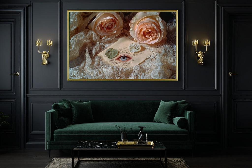 Lovers Eye Pressed Roses Lace Giclée Canvas Print, Warm Gallery Wall Art Home Decor Print, Living Room Statement Piece — lovers-eye-pressed-roses-lace-office-wall-art.jpg