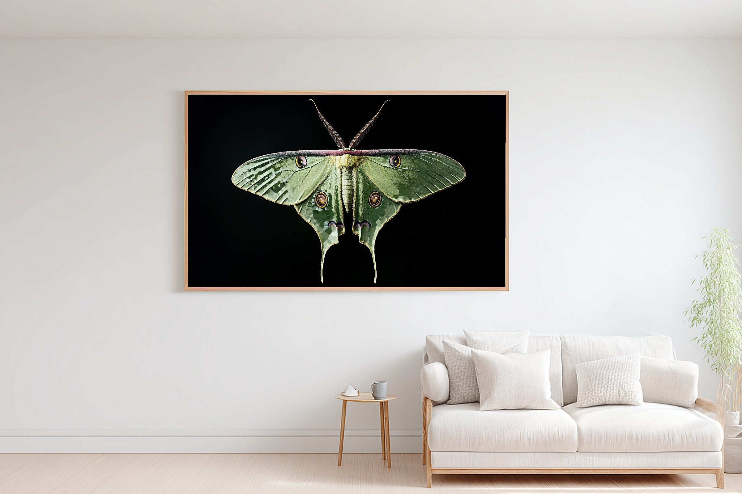 Warm Gallery Luna Moth Dark Botanical Art Print — Soulful Decor for the Living Room, Stretched Canvas the Art Lover in Your Life Will Love — luna-moth-dark-botanical-bedroom-wall-art.jpg