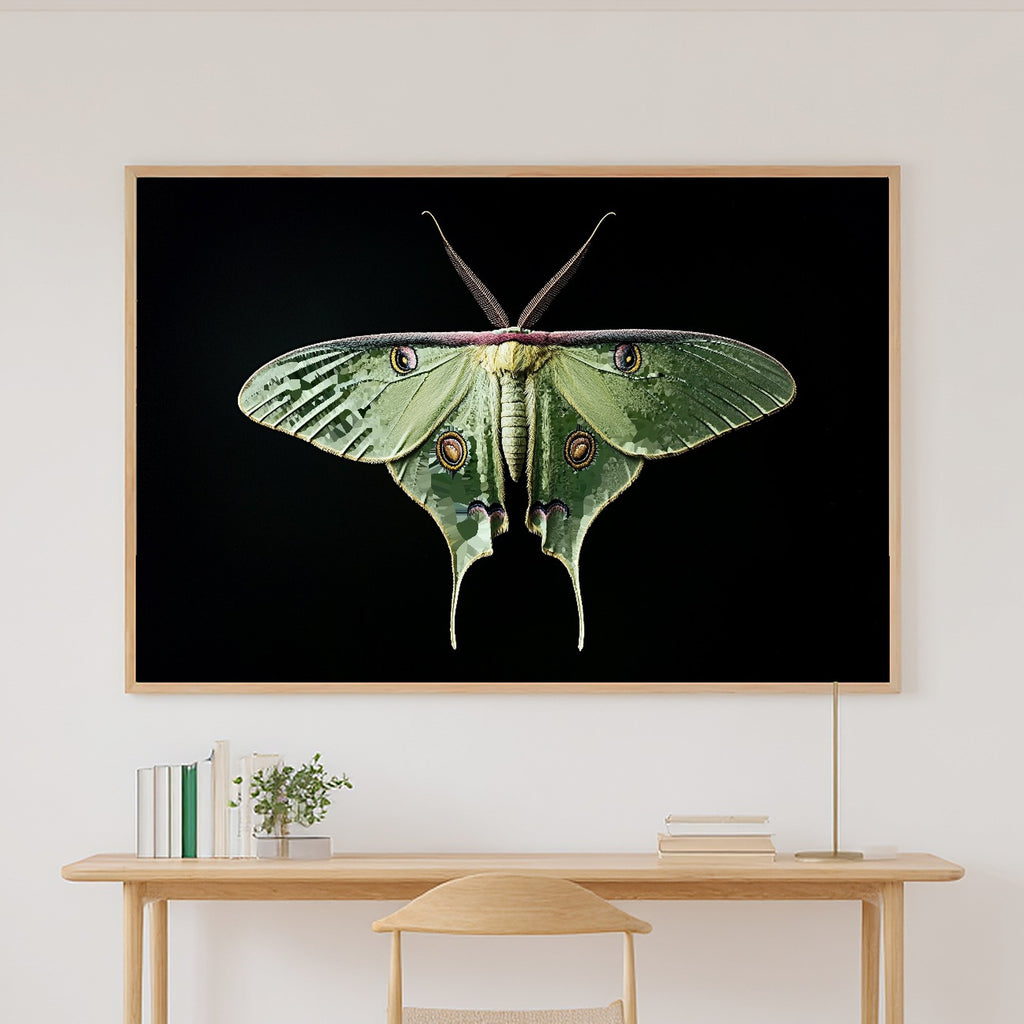 Warm Gallery Luna Moth Dark Botanical Art Print — Soulful Decor for the Living Room, Stretched Canvas the Art Lover in Your Life Will Love — luna-moth-dark-botanical-canvas-print.jpg