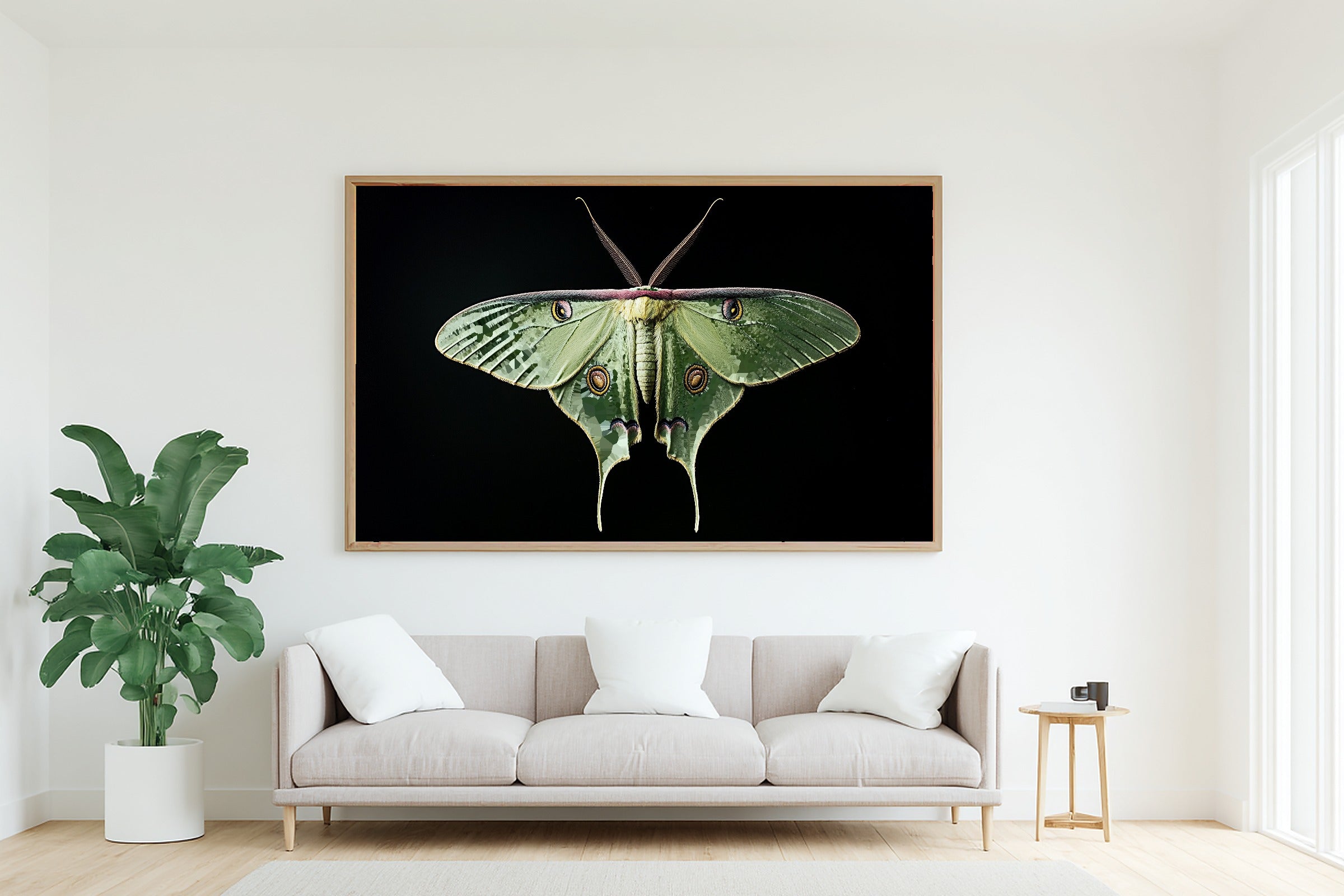 Warm Gallery Luna Moth Dark Botanical Art Print — Soulful Decor for the Living Room, Stretched Canvas the Art Lover in Your Life Will Love — luna-moth-dark-botanical-living-room-wall-art.jpg