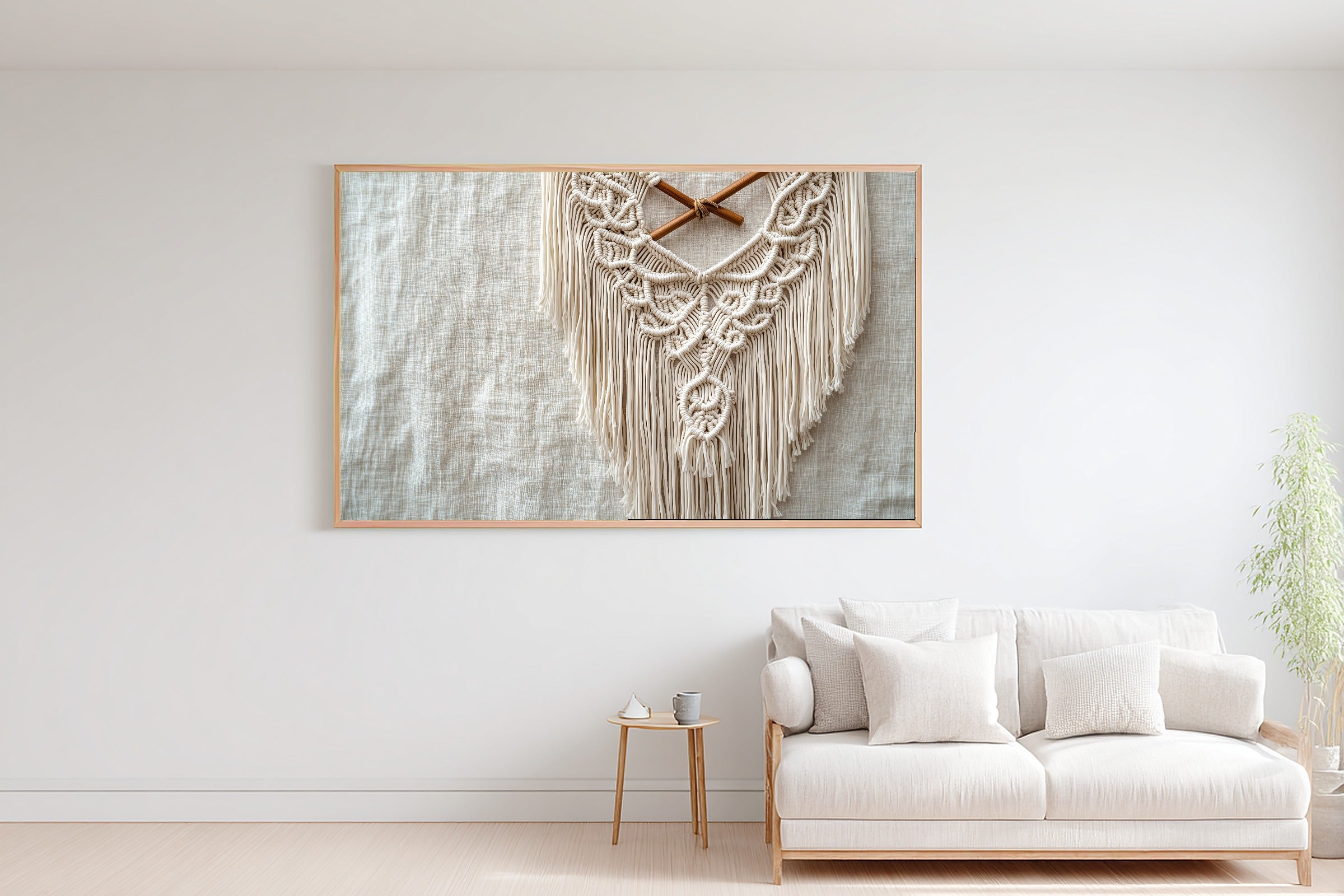 Macrame Wall Hanging Painted Stretched Canvas Print, Warm Gallery Wall Art Home Decor, Bedroom Centerpiece, Ready to Hang — macrame-wall-hanging-painted-bedroom-wall-art.jpg