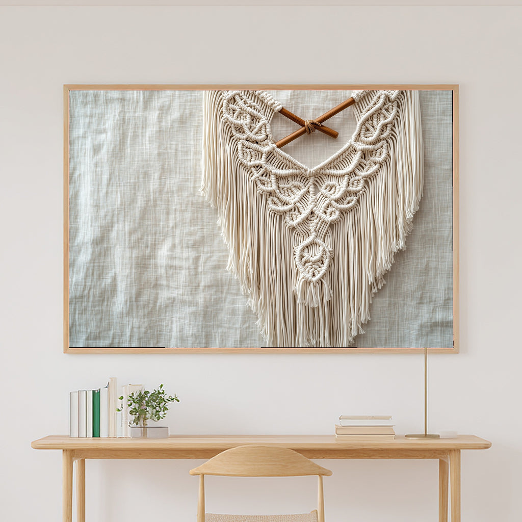 Macrame Wall Hanging Painted Stretched Canvas Print, Warm Gallery Wall Art Home Decor, Bedroom Centerpiece, Ready to Hang — macrame-wall-hanging-painted-canvas-print.jpg